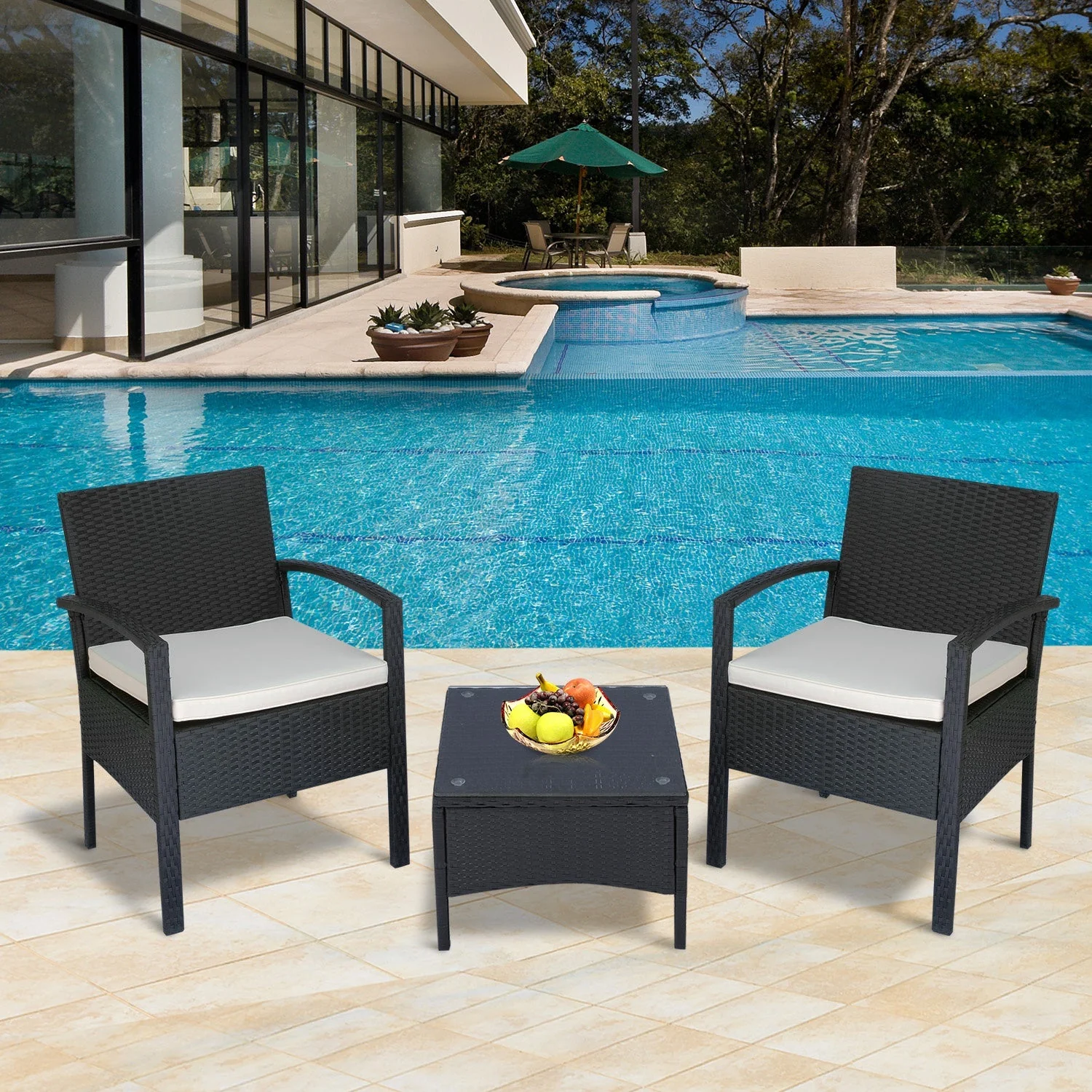 2 Seater Rattan Bistro Set - Image 2
