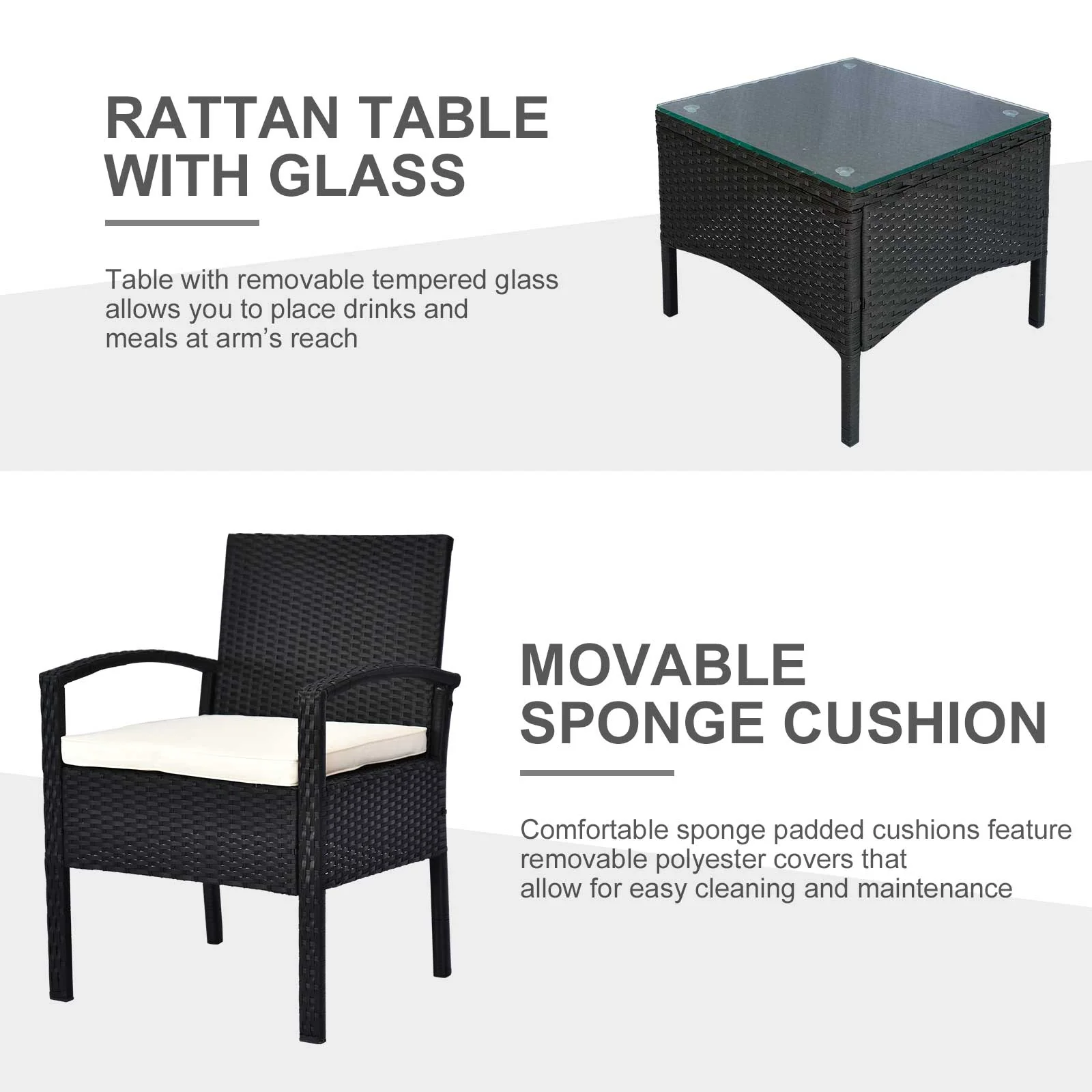 2 Seater Rattan Bistro Set - Image 4