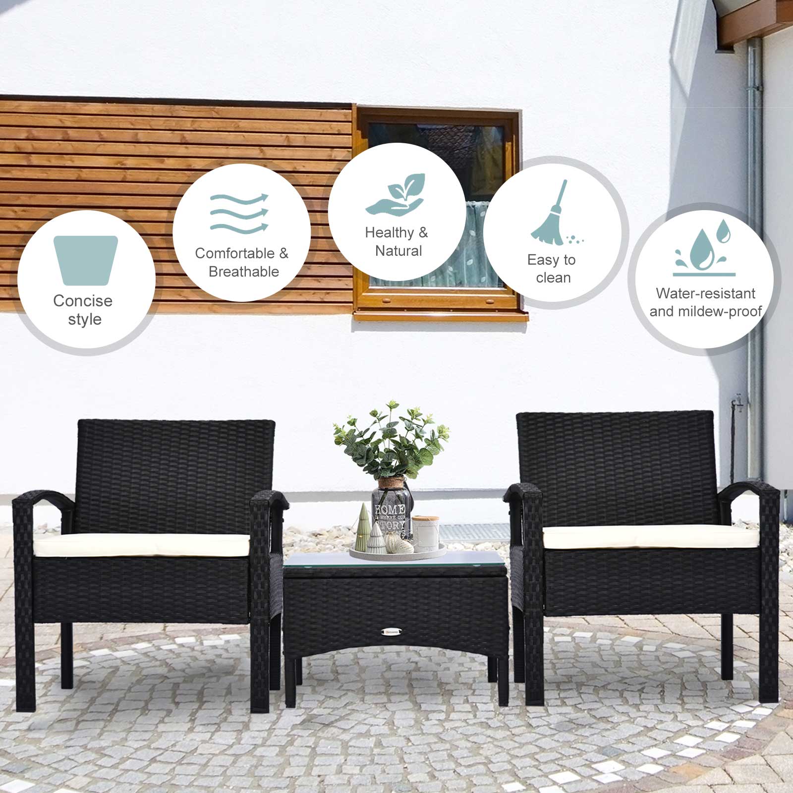 2 Seater Rattan Bistro Set - Image 5
