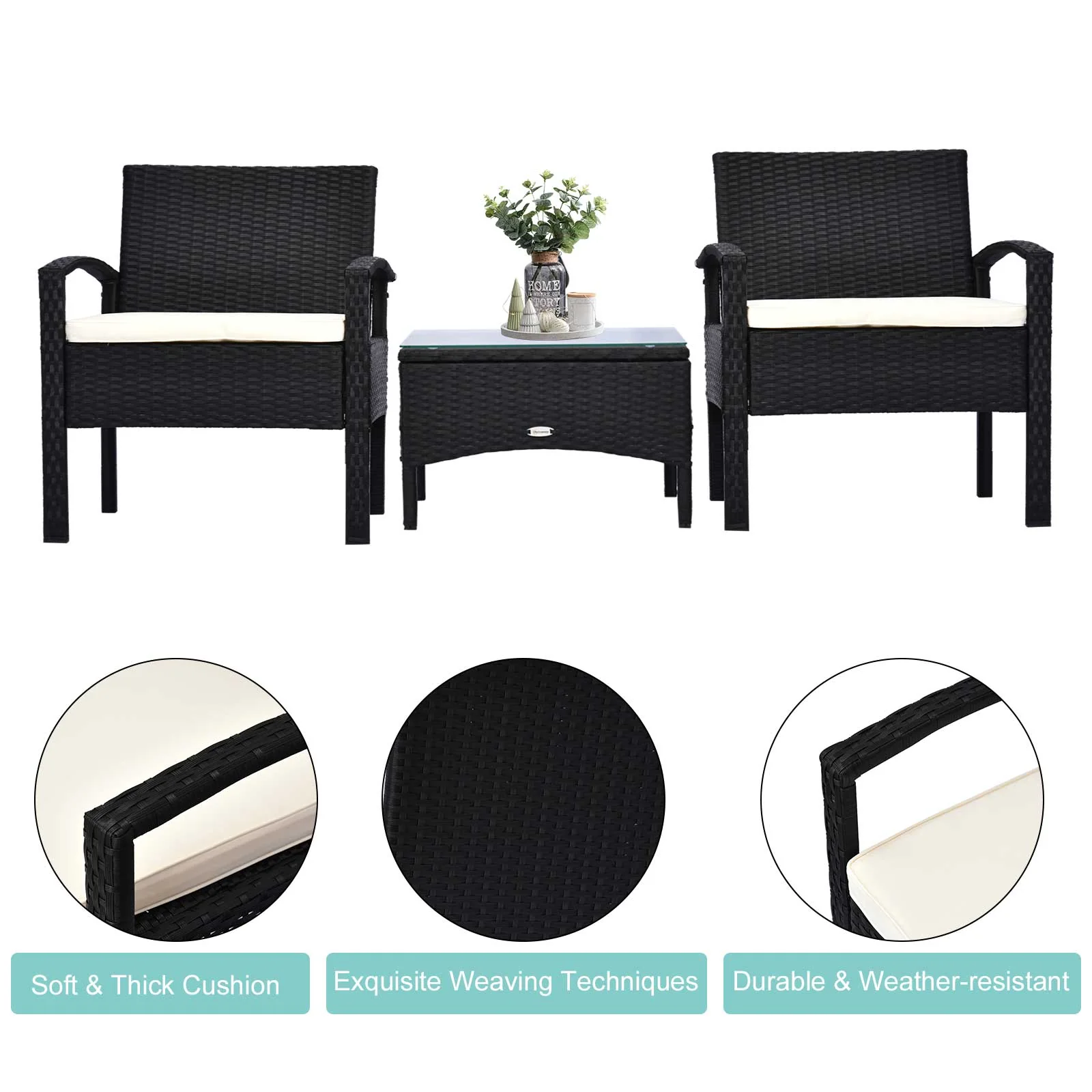 2 Seater Rattan Bistro Set - Image 6