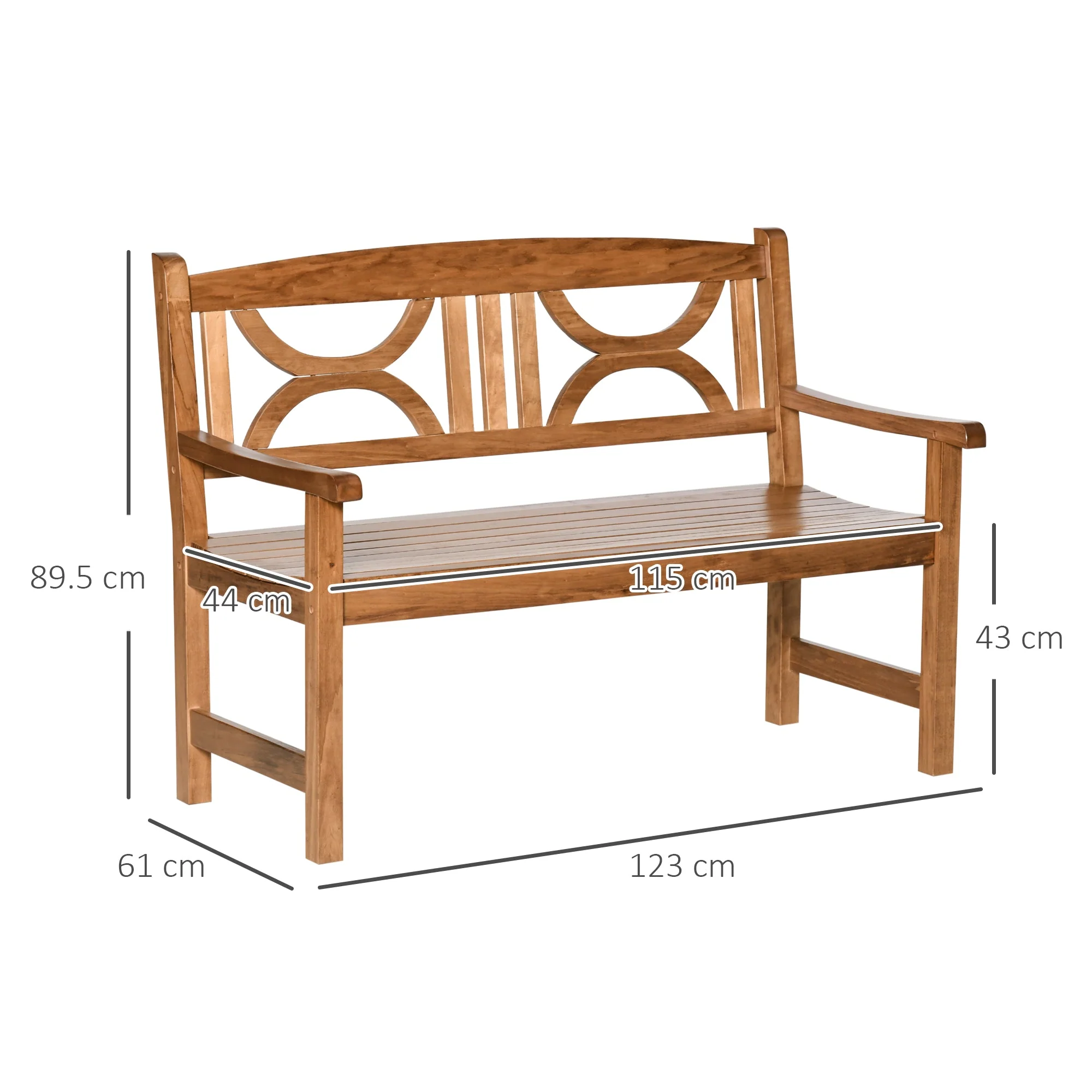 2 Seater Wooden Garden Bench Outdoor Patio Loveseat for Yard - Image 3