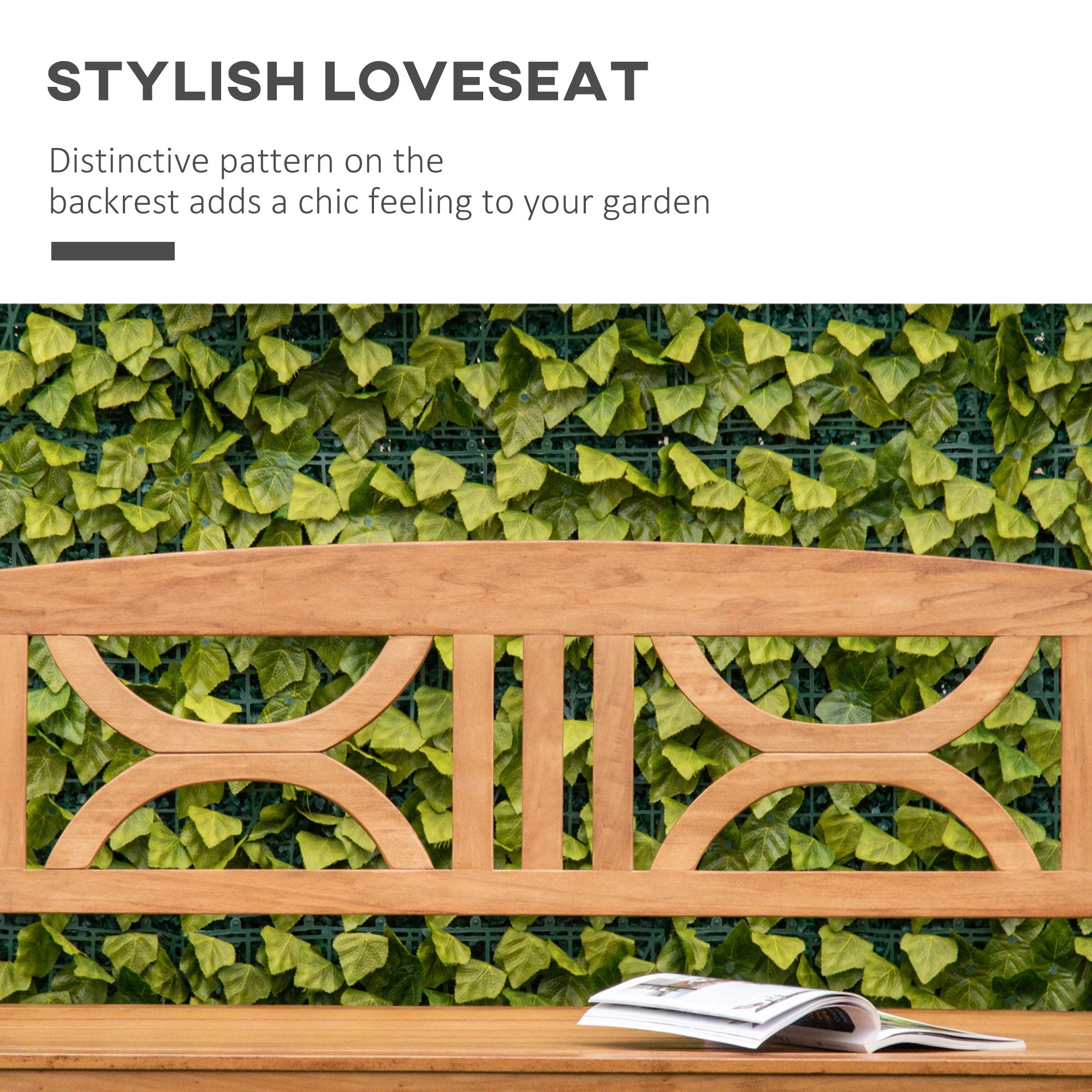 2 Seater Wooden Garden Bench Outdoor Patio Loveseat for Yard - Image 4