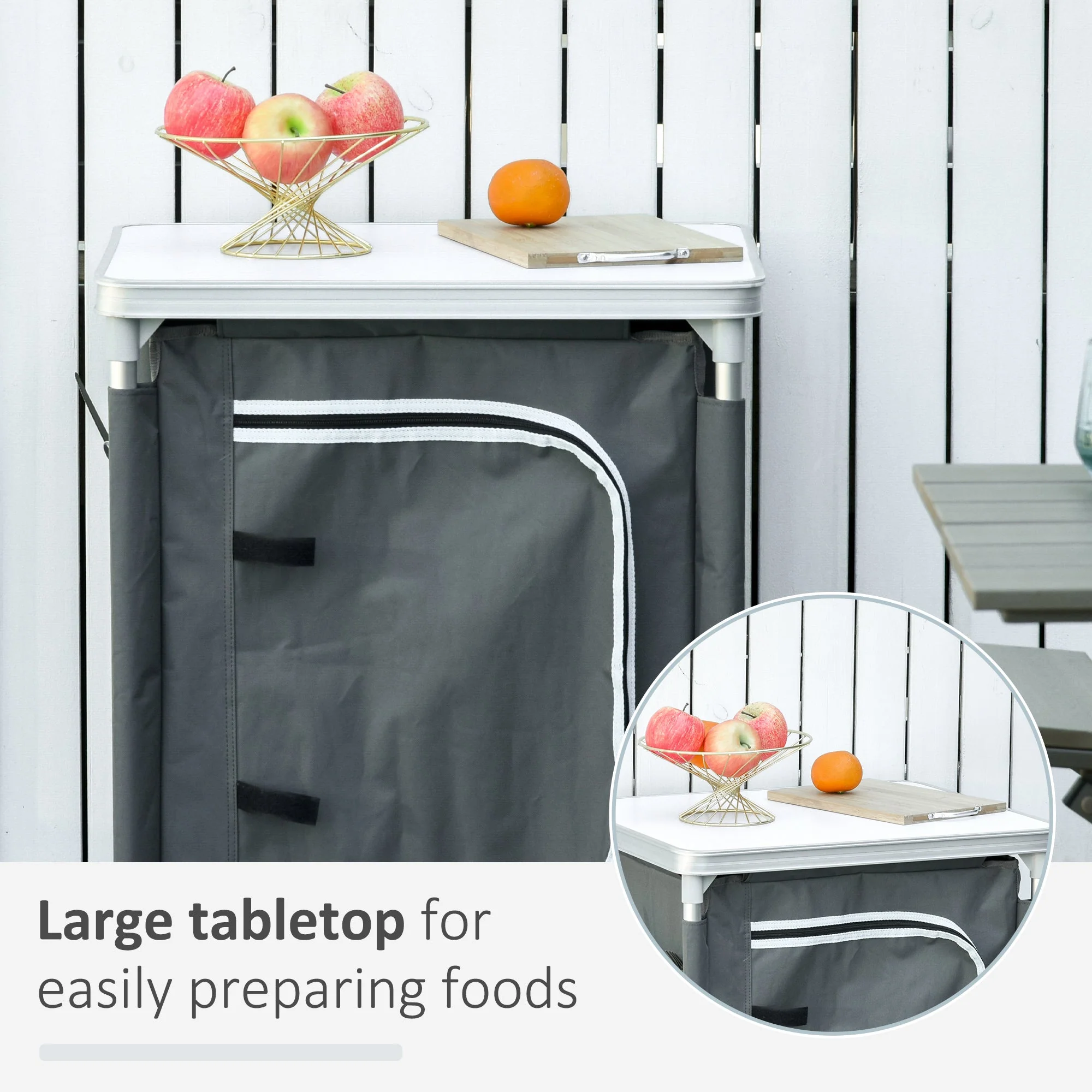 2-Shelf Camping Cupboard Camping Kitchen Station Cook Table Aluminum - Image 4