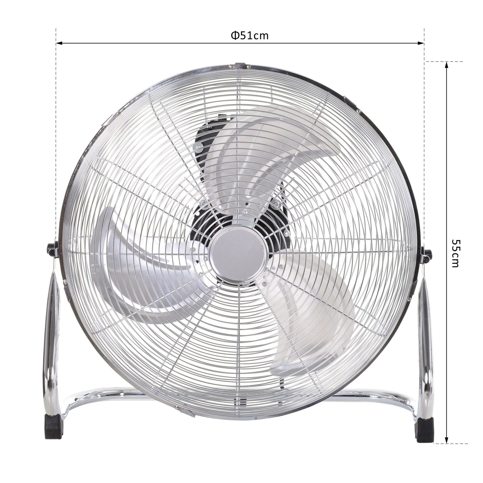 20" Chrome Metal Floor Fan with Tilting - Image 3