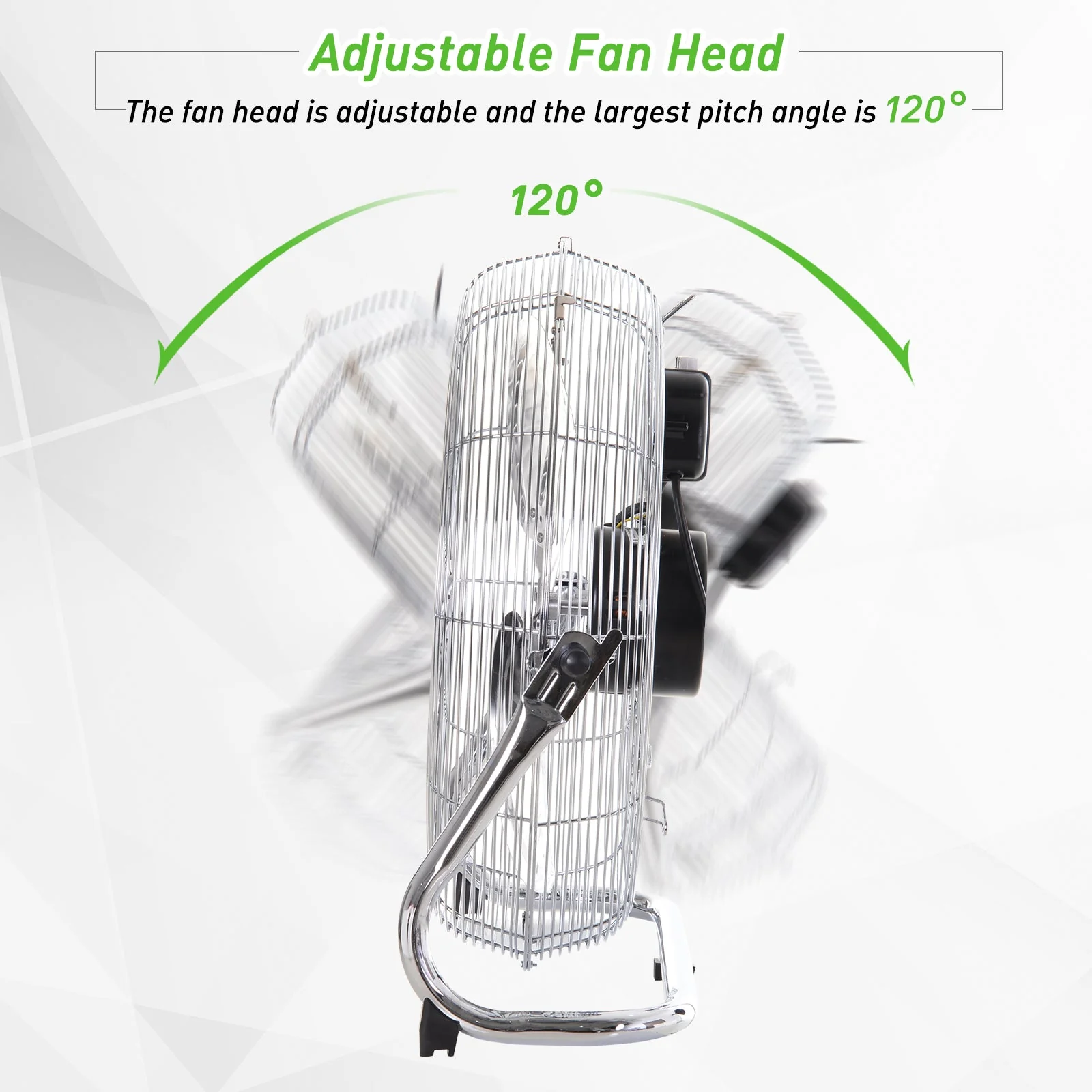 20" Chrome Metal Floor Fan with Tilting - Image 6
