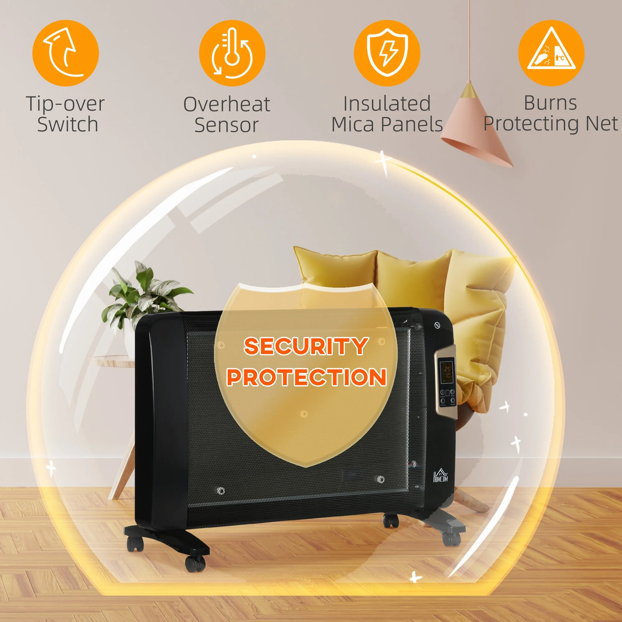 2000W Freestanding Space Heater With Remote Control Black - Image 4