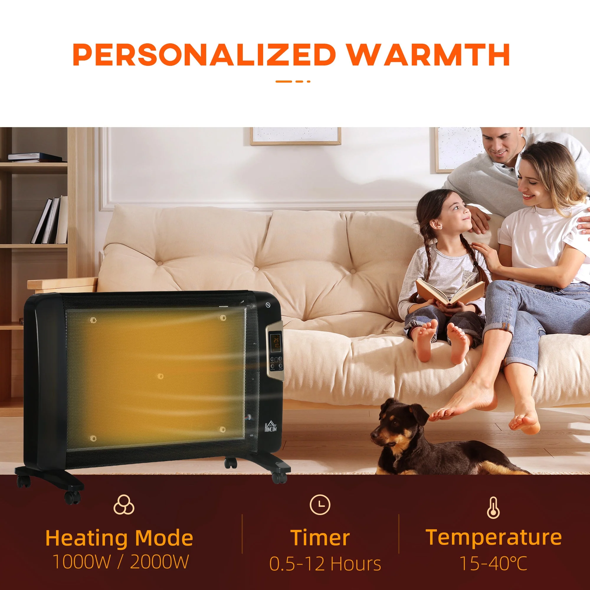 2000W Freestanding Space Heater With Remote Control Black - Image 5