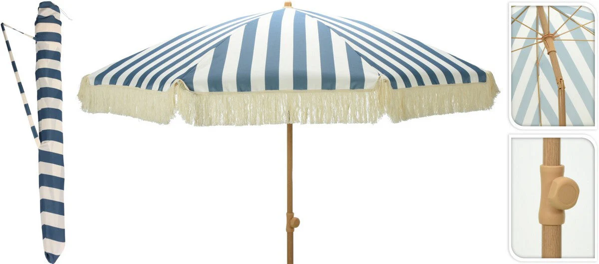 Garden Parasol Black & White by Croft - 2M - Image 5