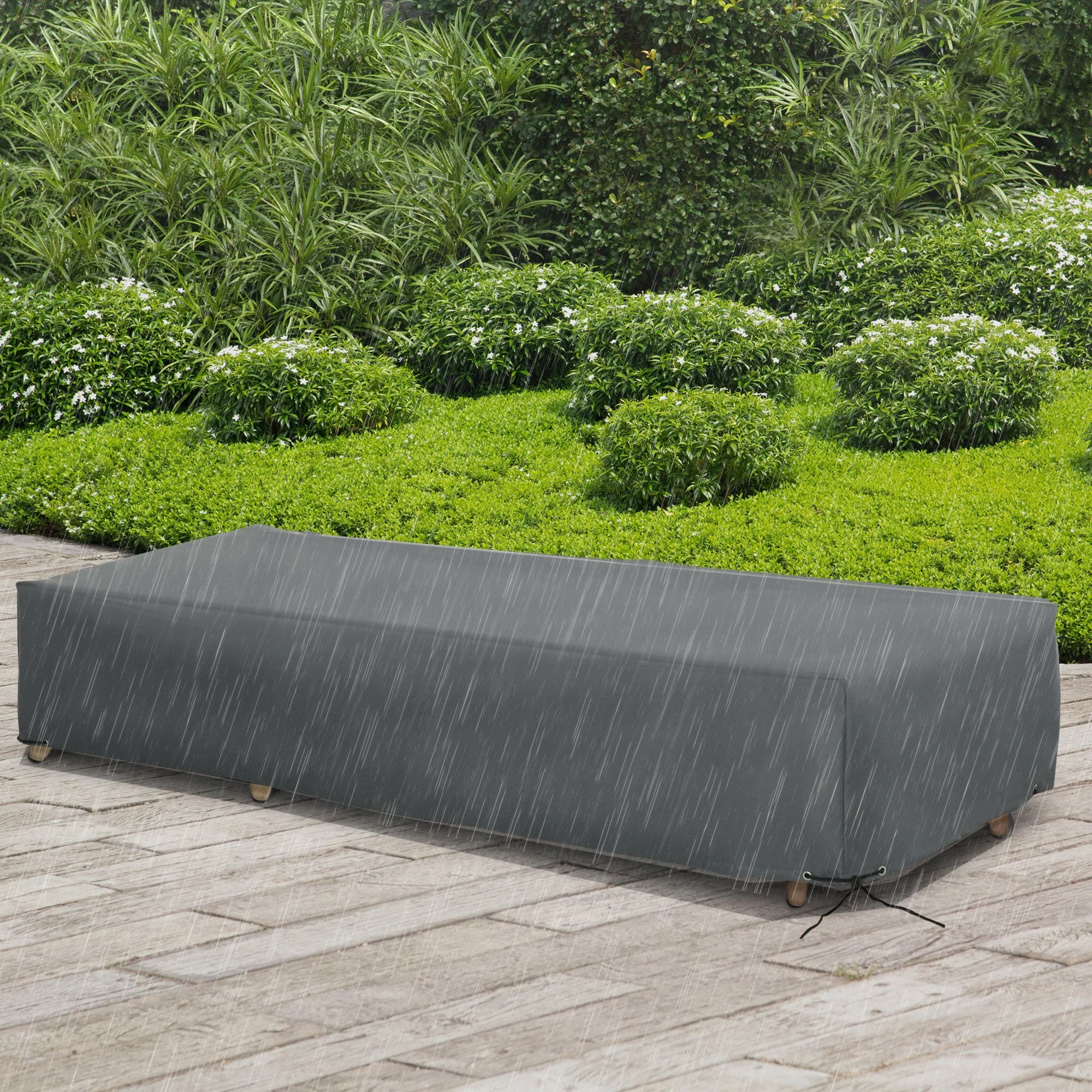 200x73cm Outdoor Garden Rattan Furniture Protective Cover Water UV Resistant Grey - Image 2