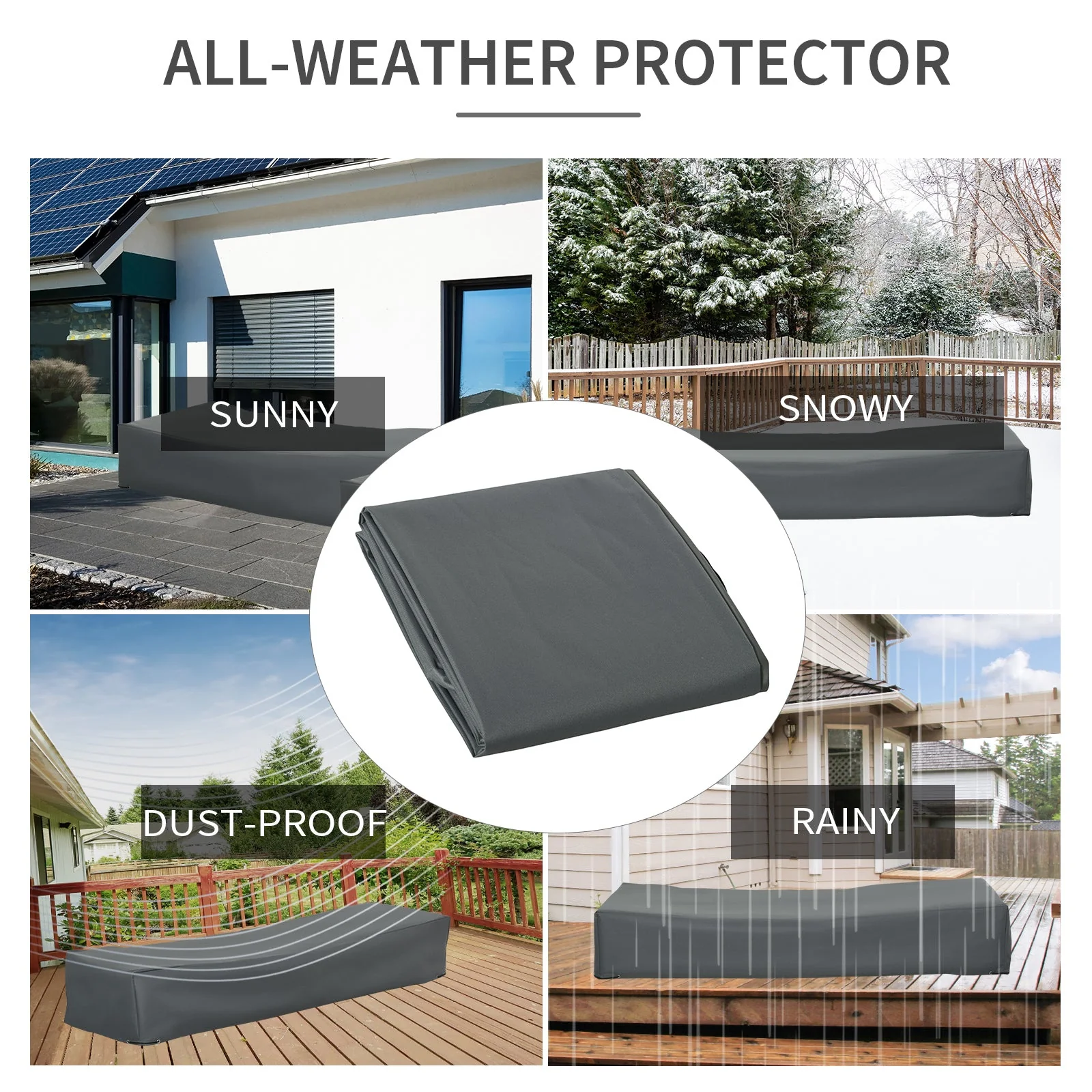 200x73cm Outdoor Garden Rattan Furniture Protective Cover Water UV Resistant Grey - Image 7