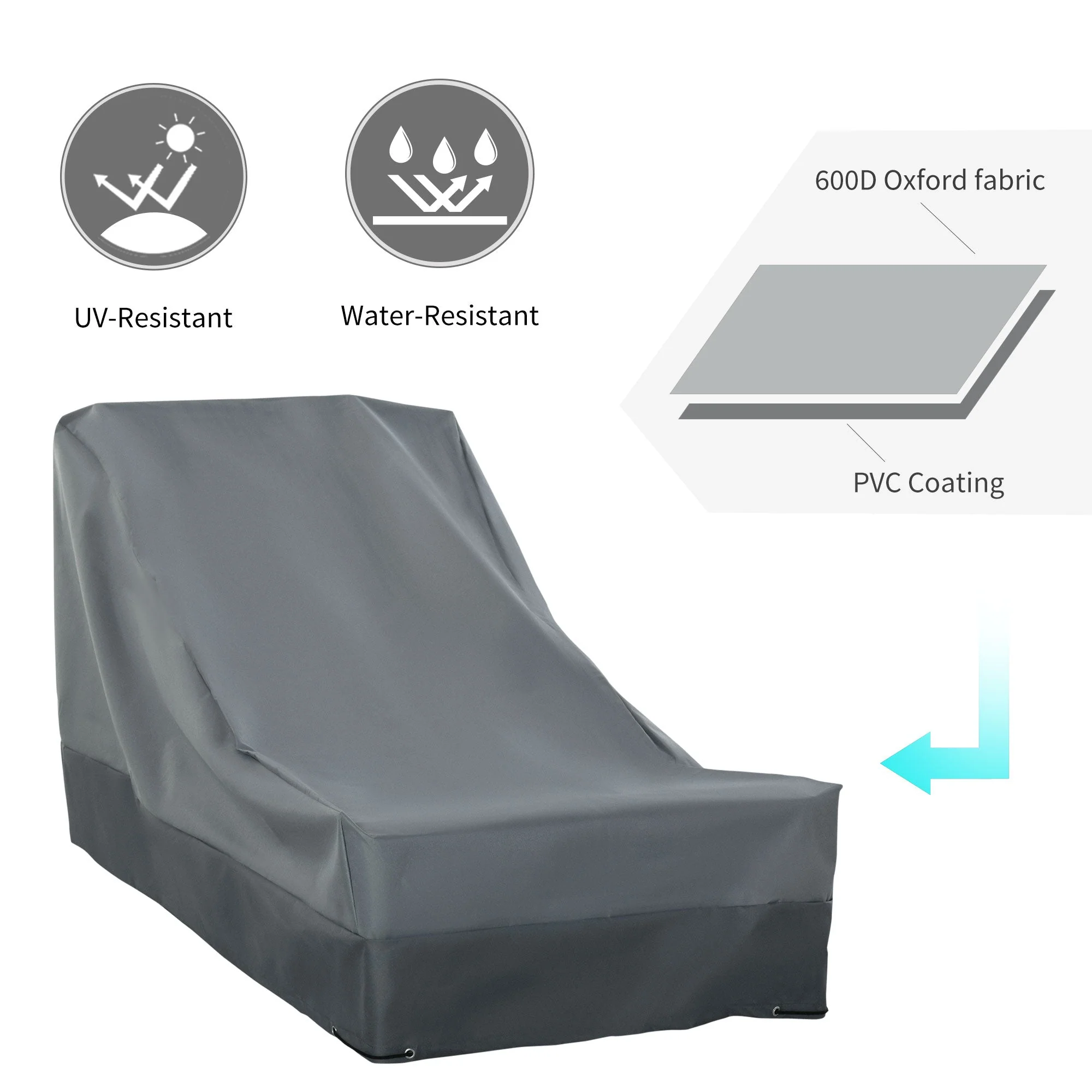 200x86cm Outdoor Garden Rattan Furniture Protective Cover Water UV Resistant - Image 4