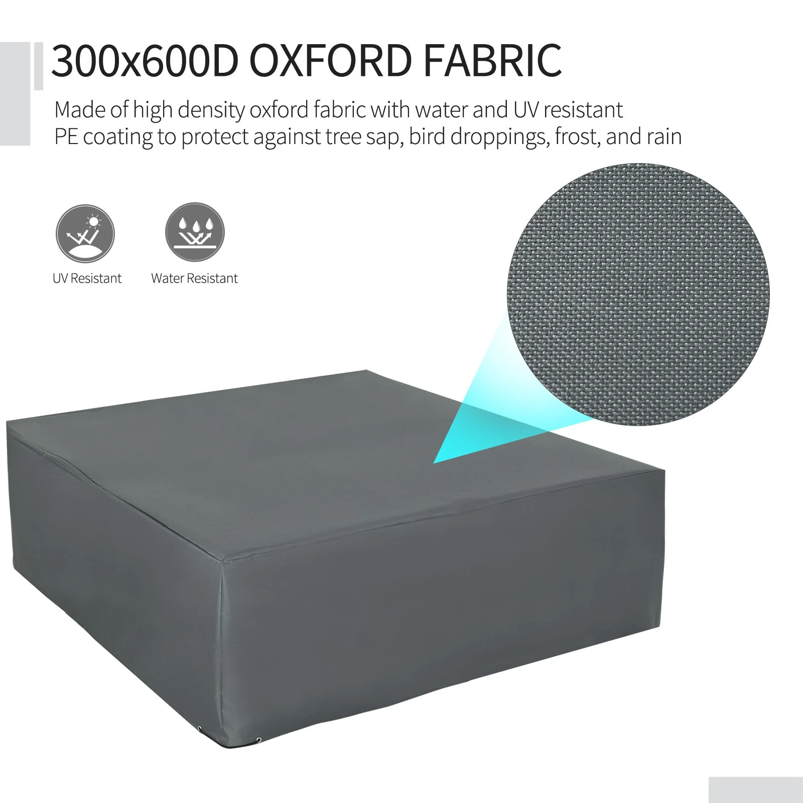 205x192cm Outdoor Garden Rattan Furniture Protective Cover Water UV Resistant Grey - Image 6