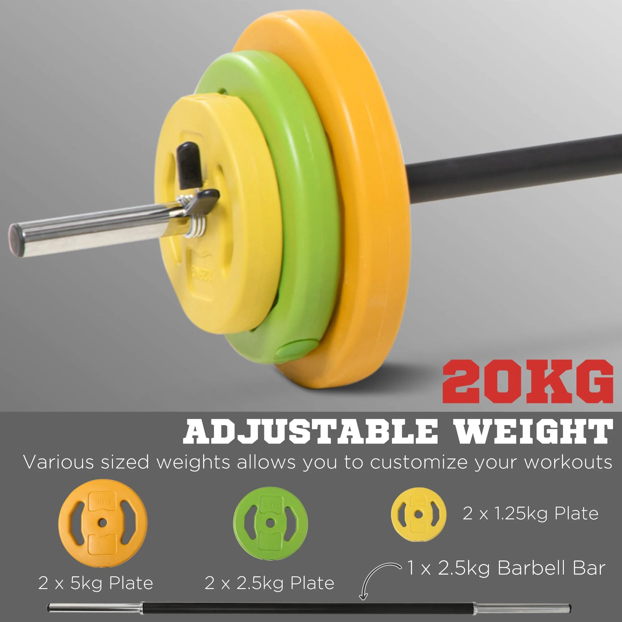 20kg Barbell Weights Set - Image 3
