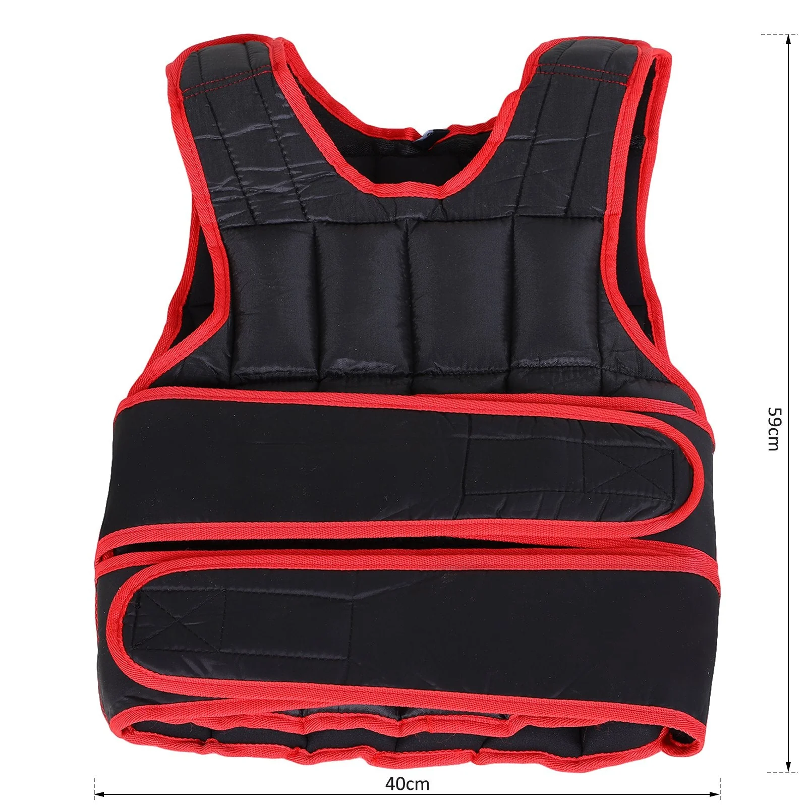20kg Metal Sand Weight Adjustable Unisex Trainer Vest Weighted Vest Black/Red - Image 3