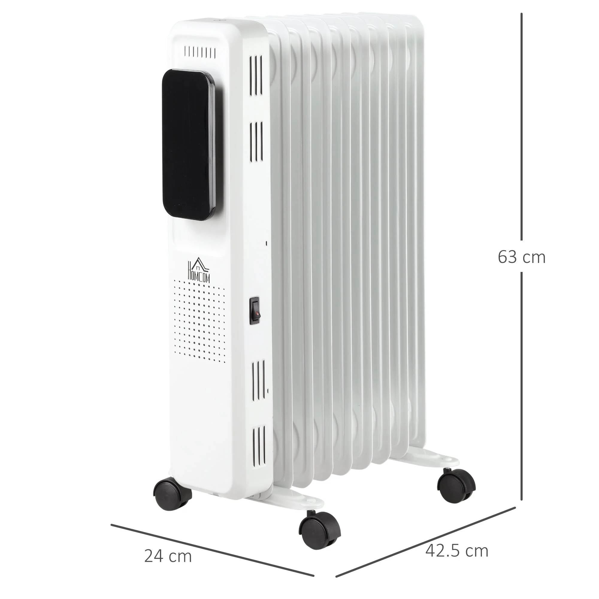 2180W 9 Fin Adjustable Oil Filled Radiator With Timer White - Image 2
