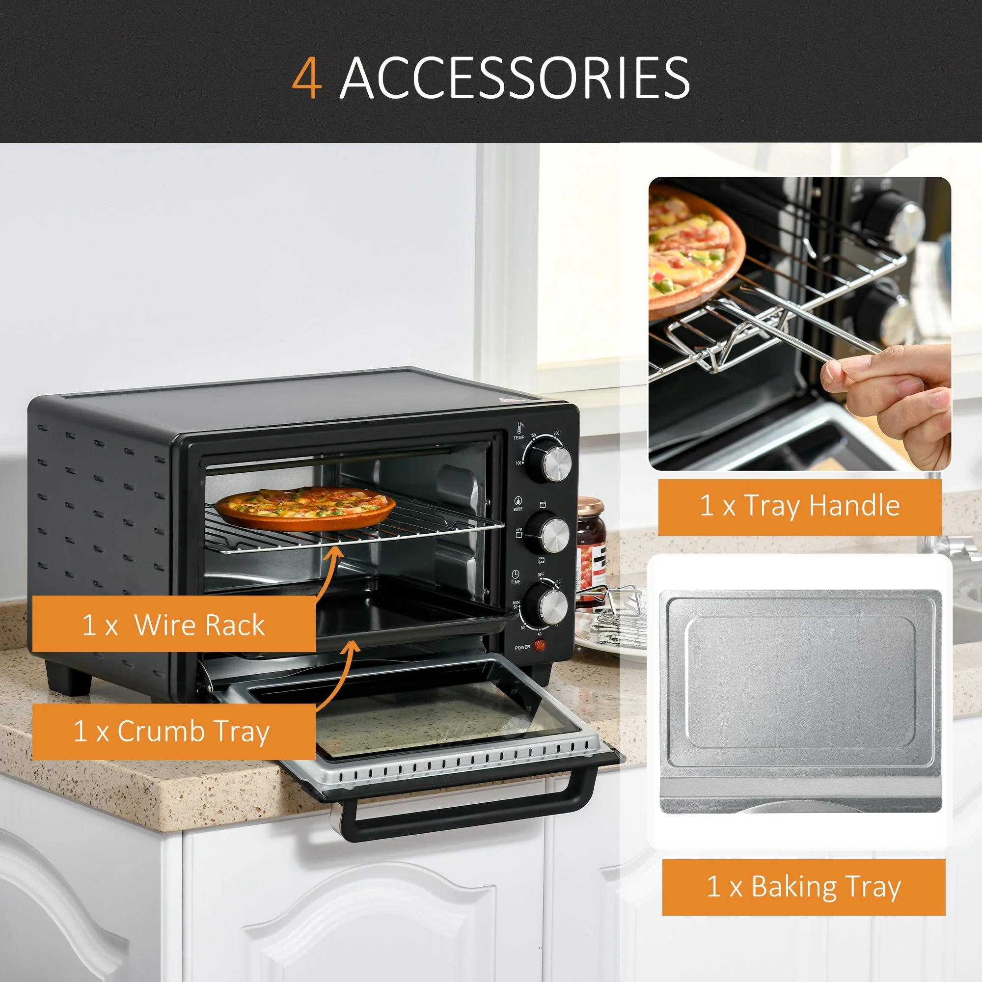 21L 230C Mini Oven With Timer Black by Homcom - Image 5