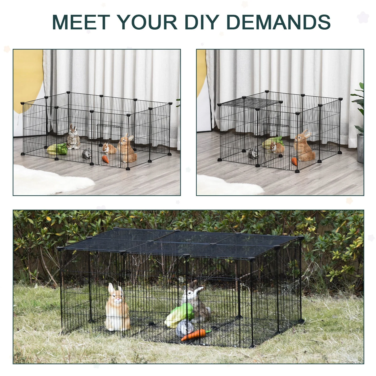 22 Panel Small Animal Playpen Black by Pawhut - Image 5