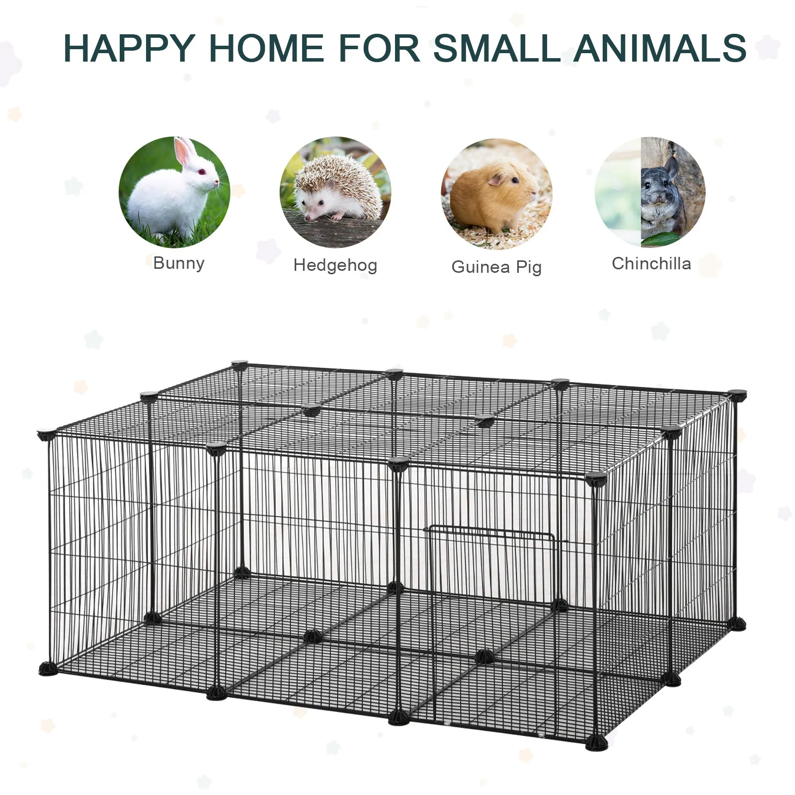 22 Panel Small Animal Playpen Black by Pawhut - Image 6