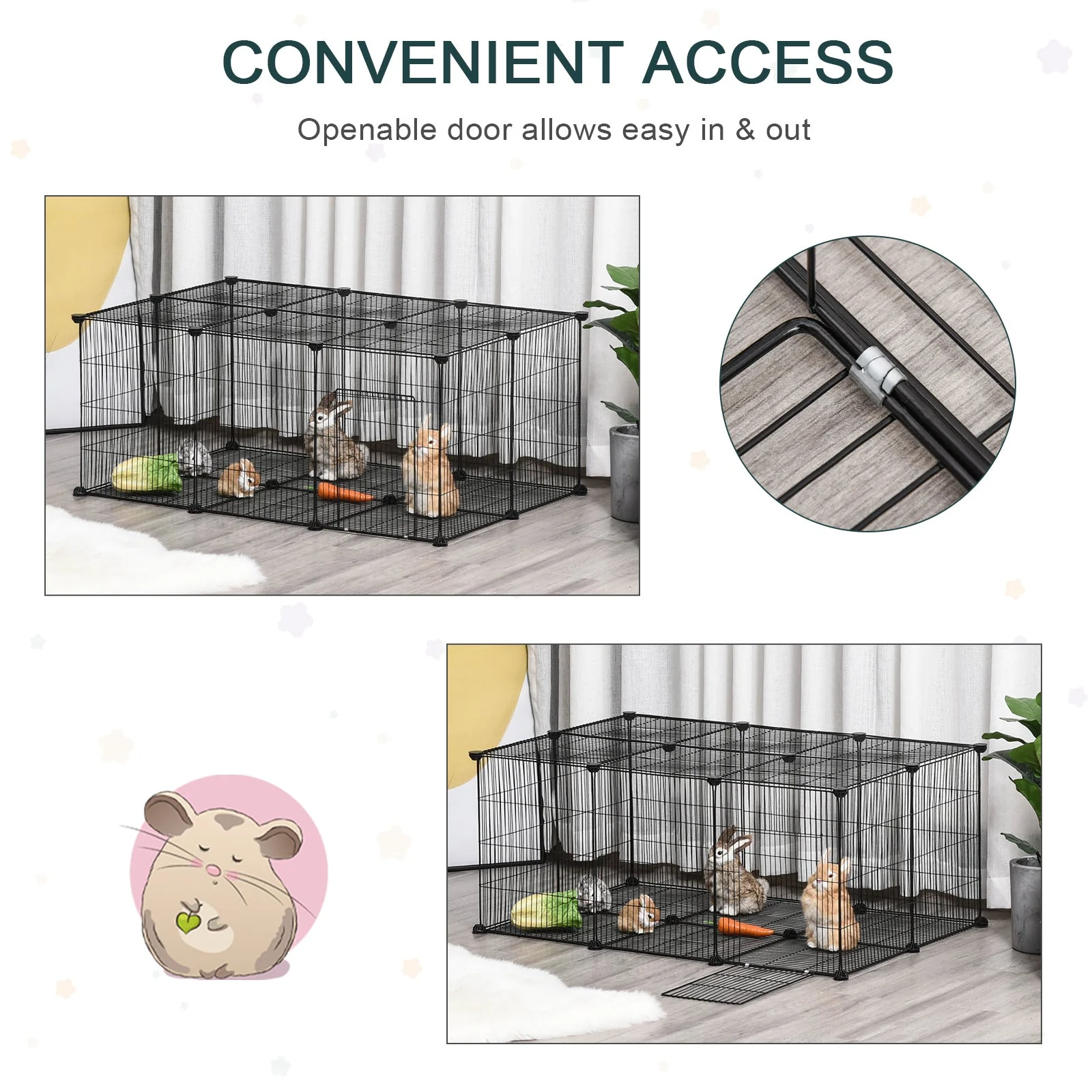 22 Panel Small Animal Playpen Black by Pawhut - Image 7
