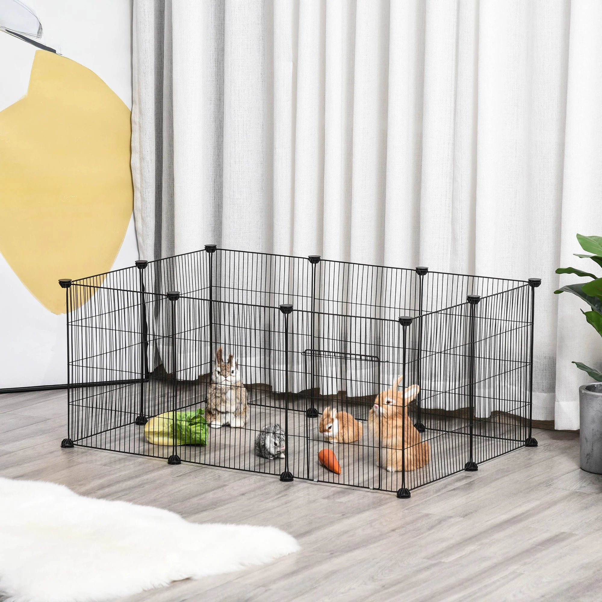 22 Panel Small Animal Playpen Black by Pawhut - Image 9