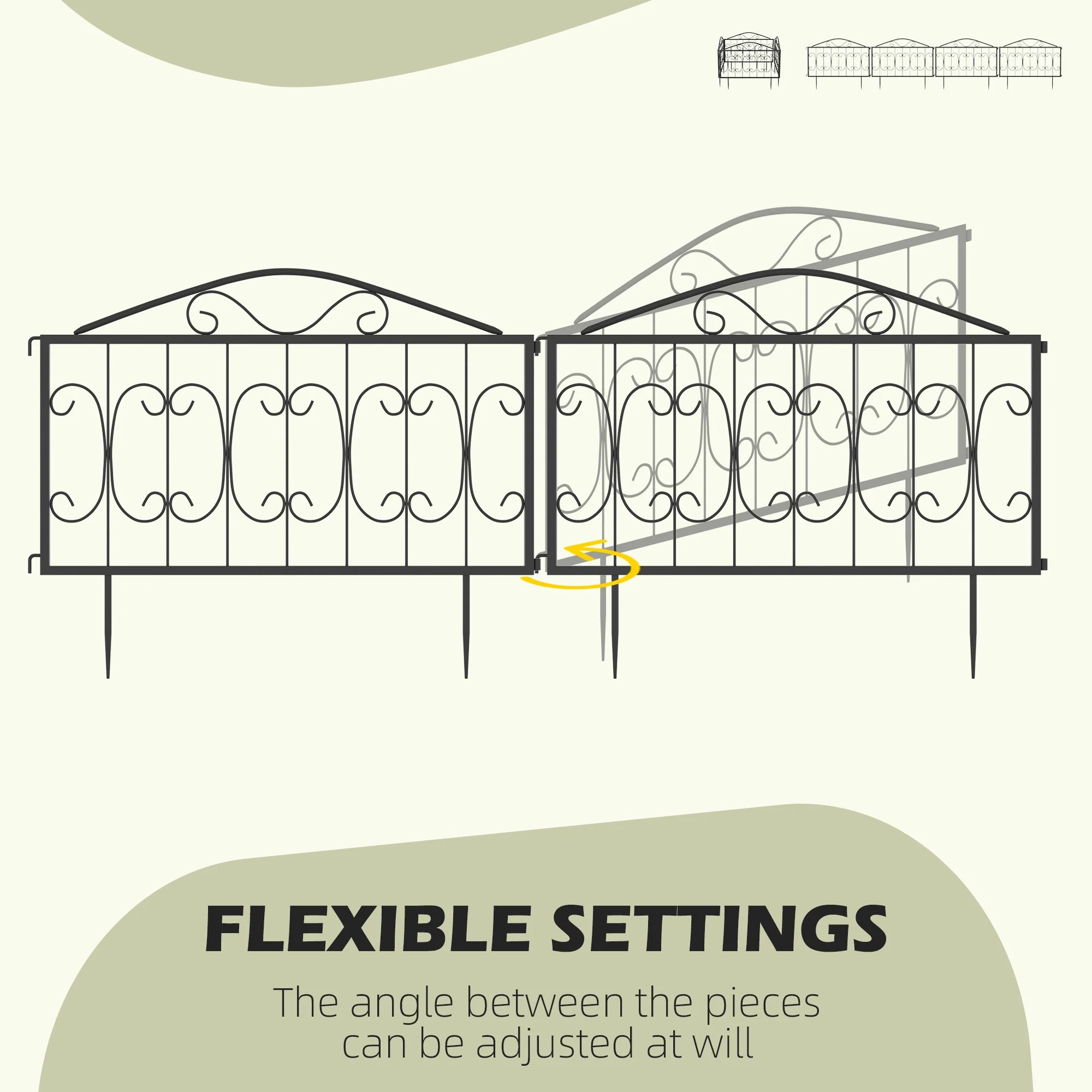 224cm Metal Decorative Garden Fence - Image 5