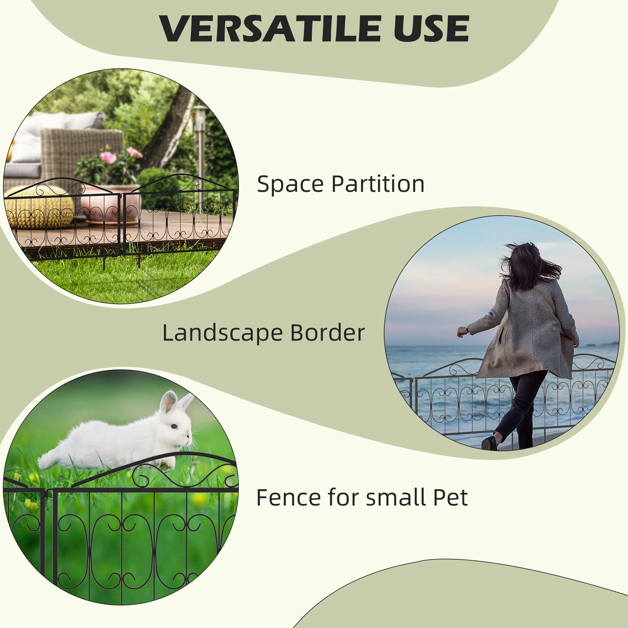 224cm Metal Decorative Garden Fence - Image 6