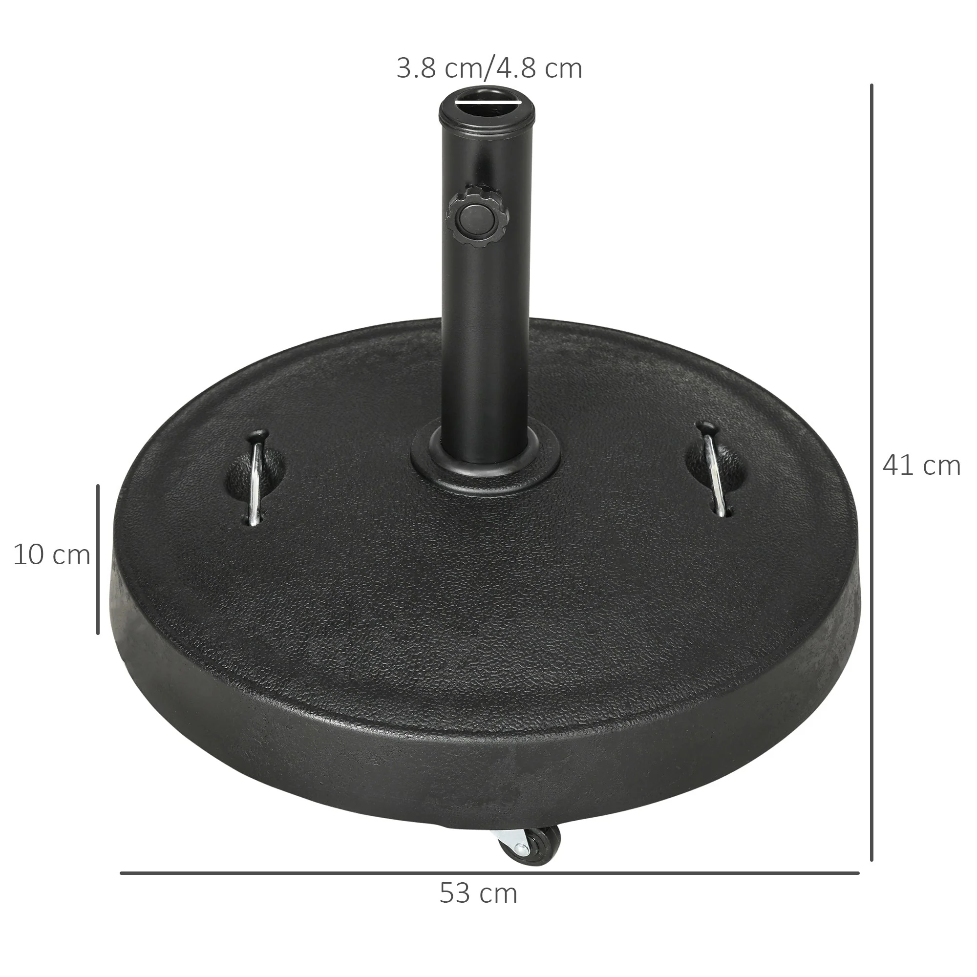 23.5kg Resin Garden Parasol Base with Wheels and Retractable Handles - Image 2