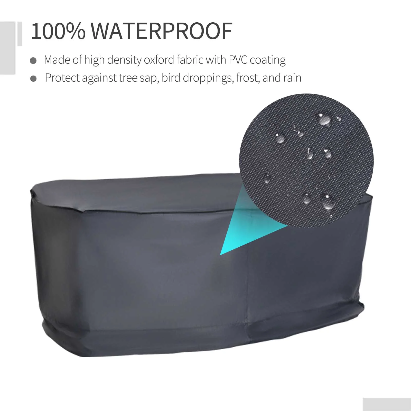 235Lx135Wx94H cm 2-3 Seater Sofa Waterproof Furniture Cover-Grey - Image 4