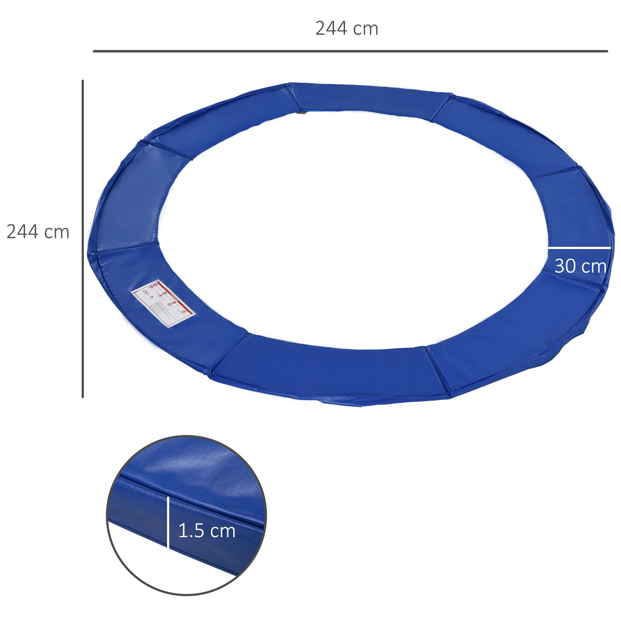 244cm Trampoline Pad Pads Replacement Safety Surround Pads Padding - 8ft Blue - Image 3