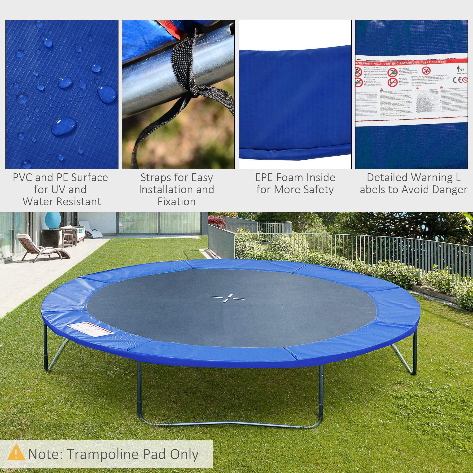 244cm Trampoline Pad Pads Replacement Safety Surround Pads Padding - 8ft Blue - Image 4