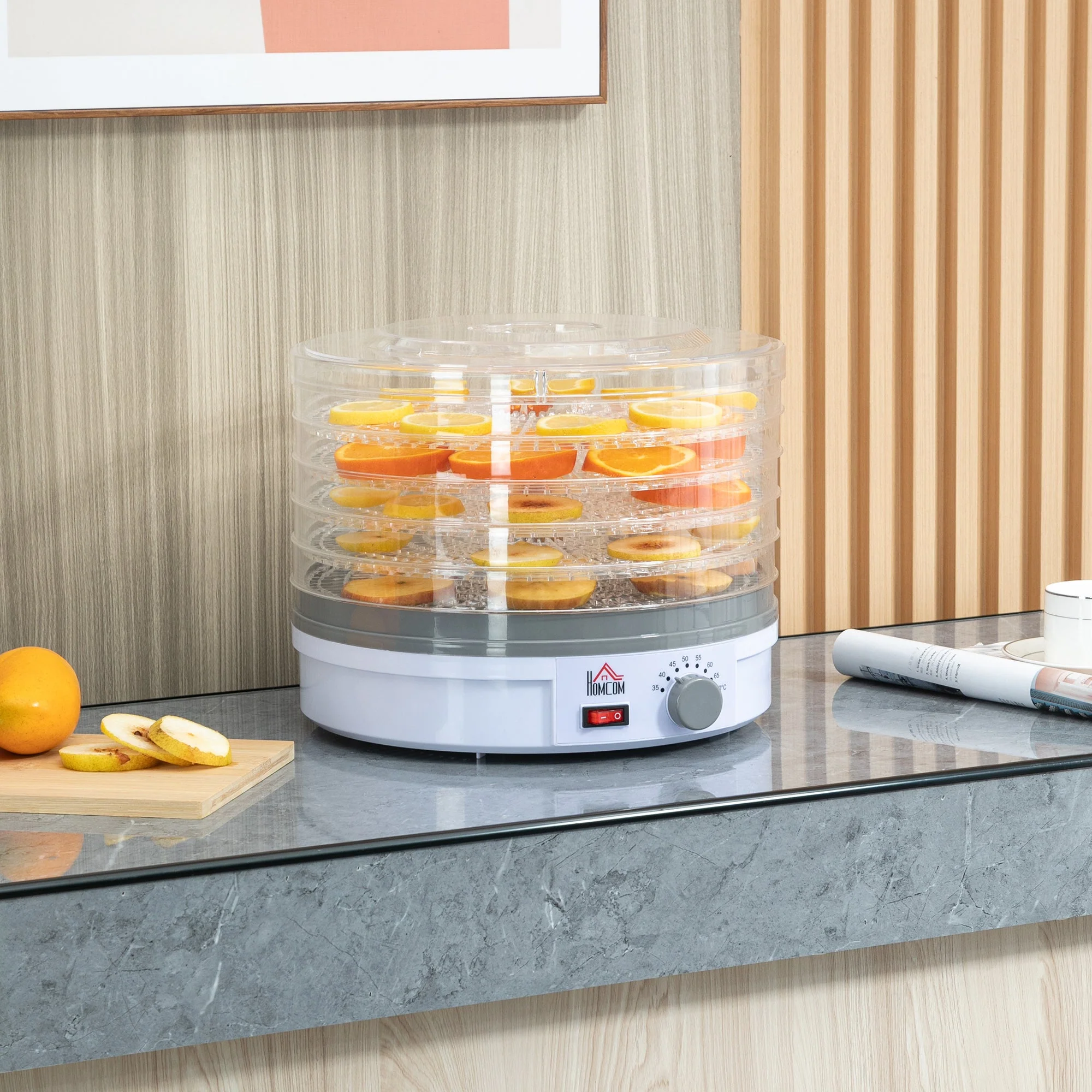 245W 5Kg Five Tray Food Dehydrator White by Homcom - Image 2