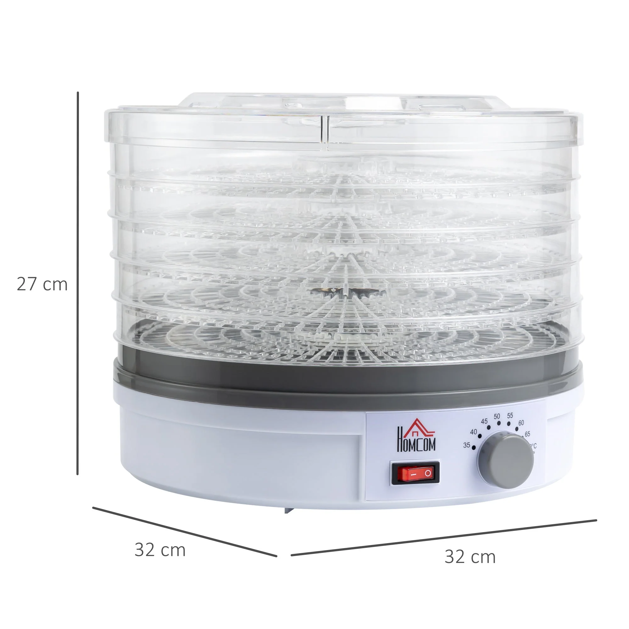 245W 5Kg Five Tray Food Dehydrator White by Homcom - Image 3
