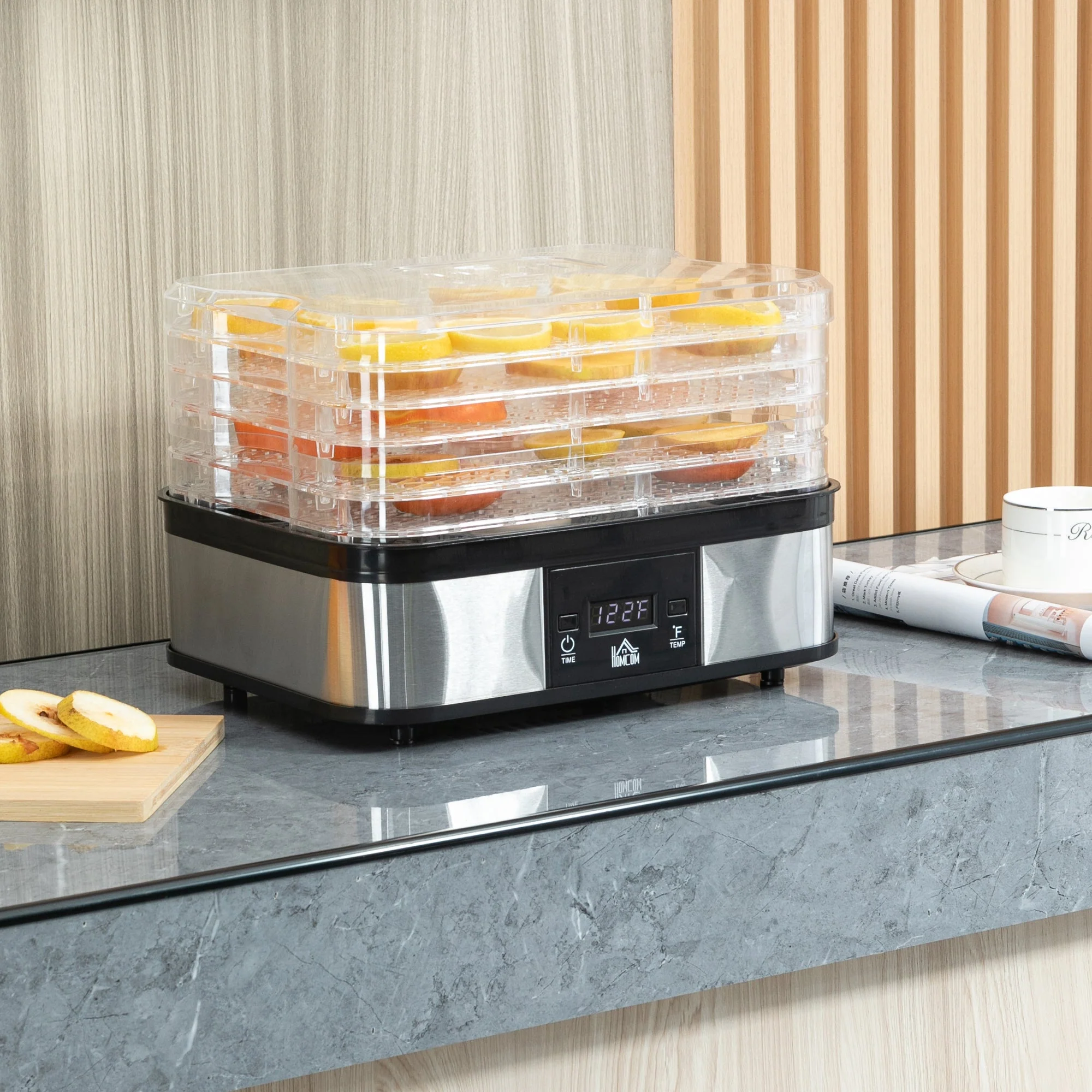 245W 5Kg Five Tray Food Dehydrator With Timer Silver - Image 2