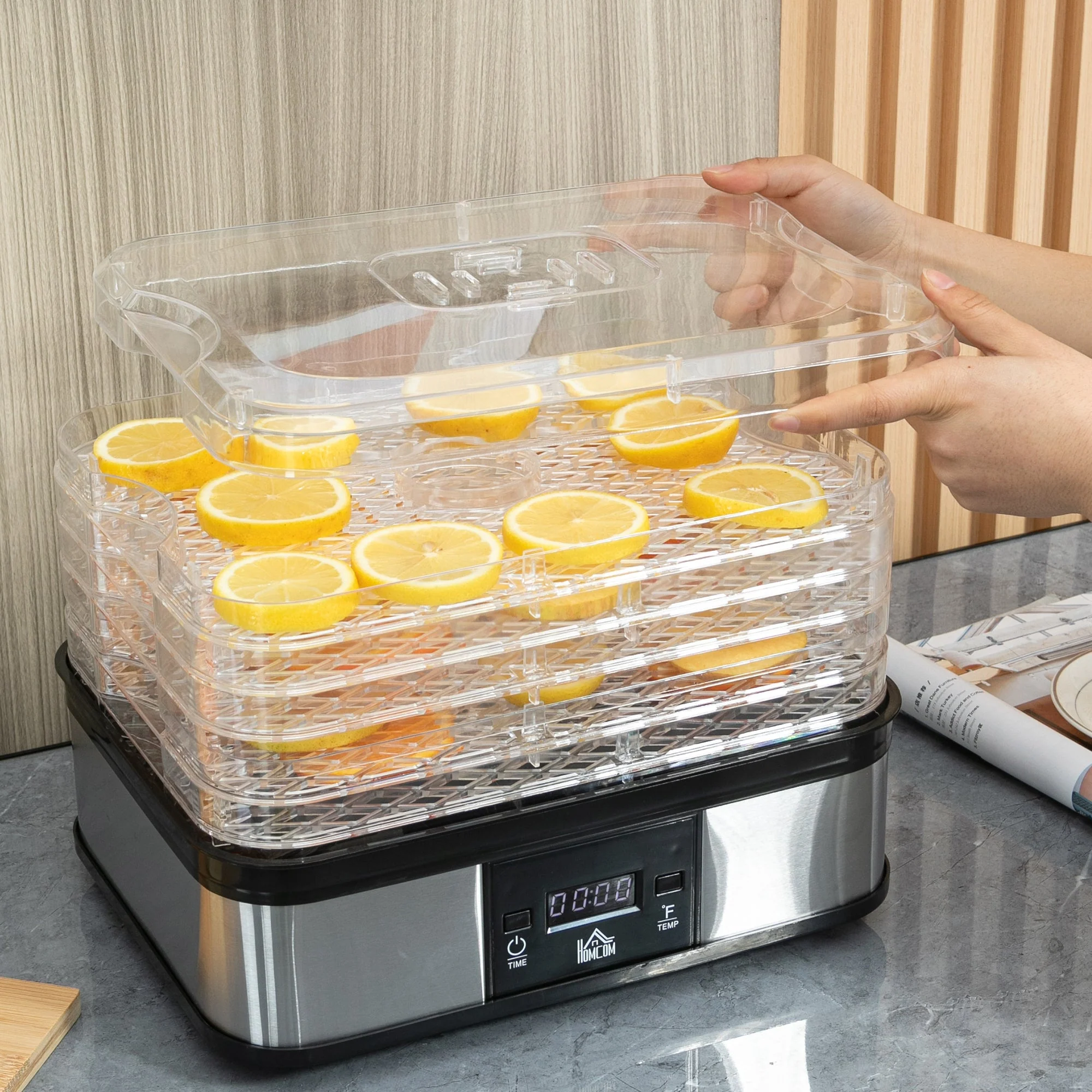 245W 5Kg Five Tray Food Dehydrator With Timer Silver - Image 9