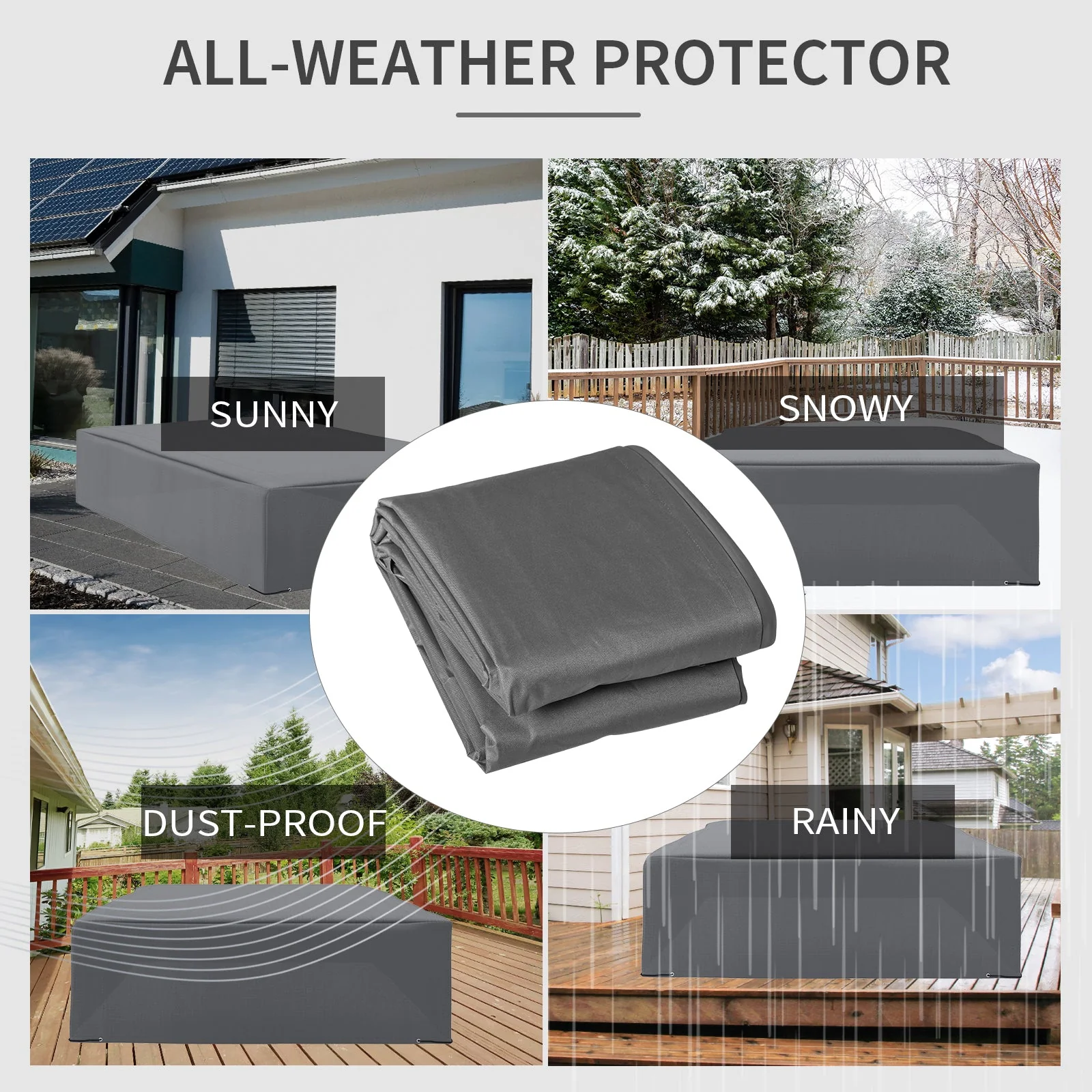 245x165cm Outdoor Garden Rattan Furniture Protective Cover Water UV Resistant Grey - Image 6