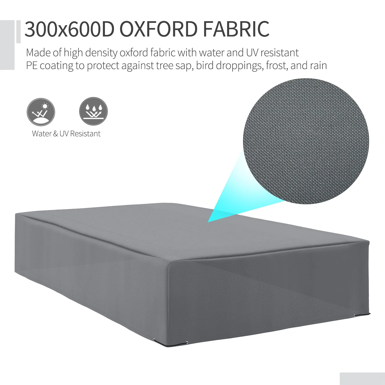 245x165cm Outdoor Garden Rattan Furniture Protective Cover Water UV Resistant Grey - Image 7