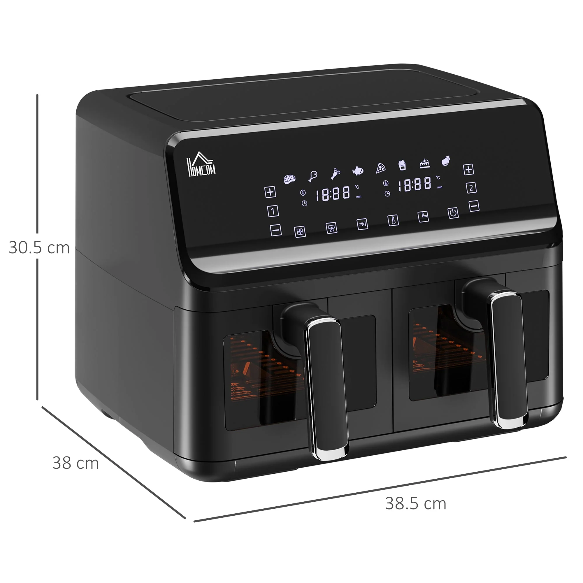 2500W 8L Family Size Air Fryer With 8 Presets Black - Image 3