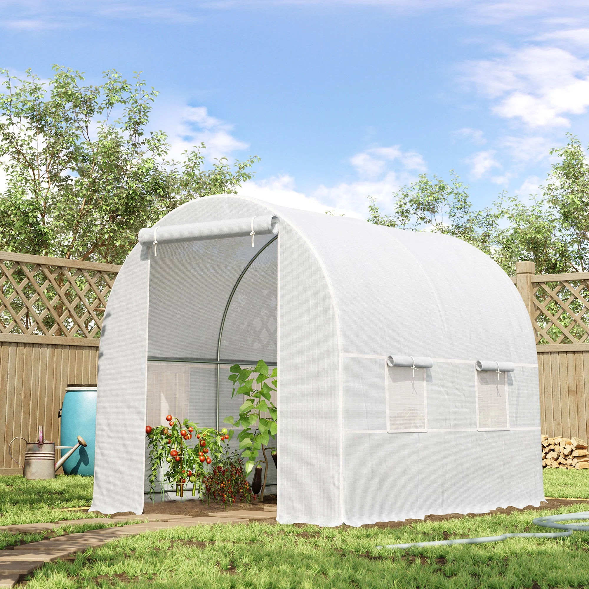 250L×200W×200H cm Walk-in Greenhouse-White - Image 2