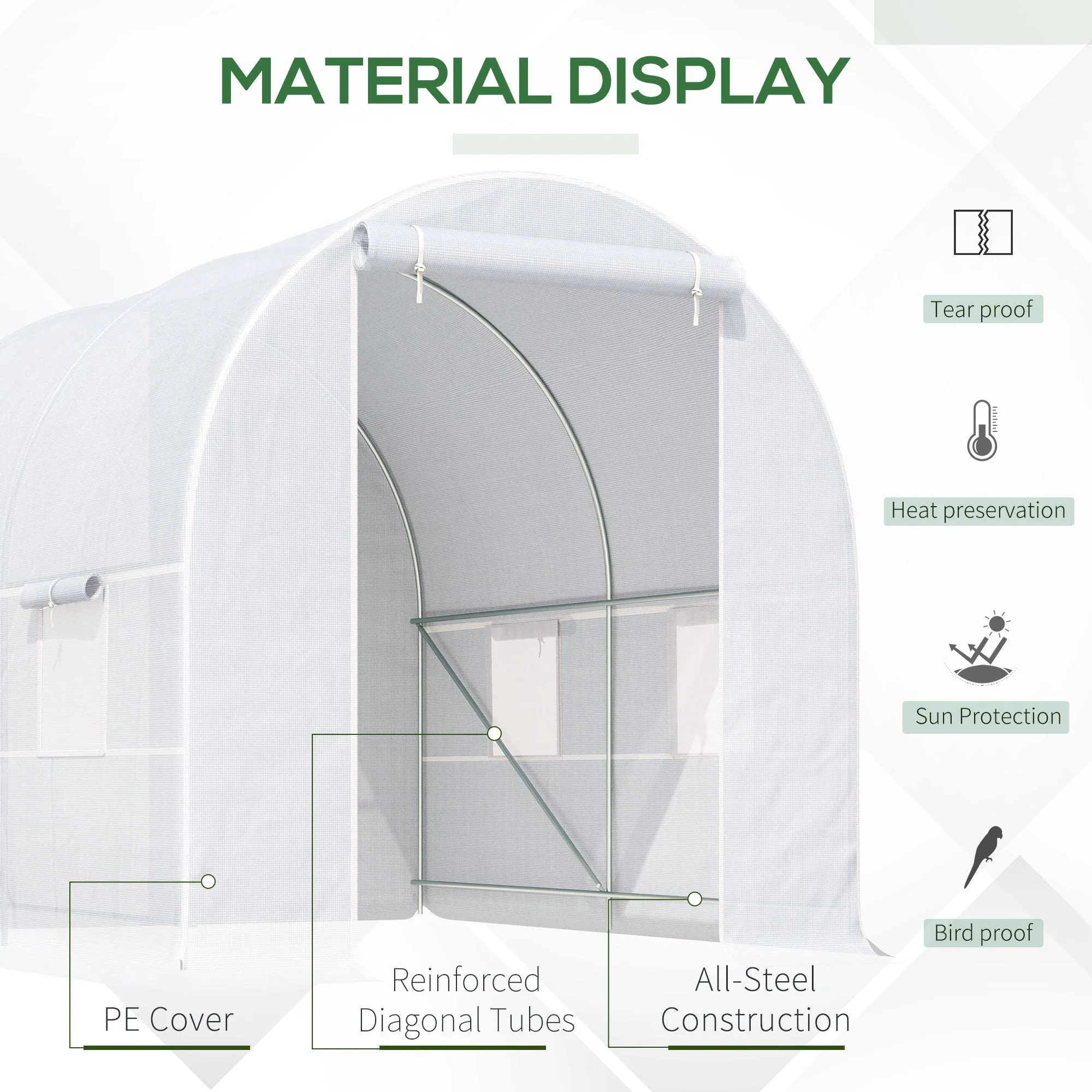 250L×200W×200H cm Walk-in Greenhouse-White - Image 4