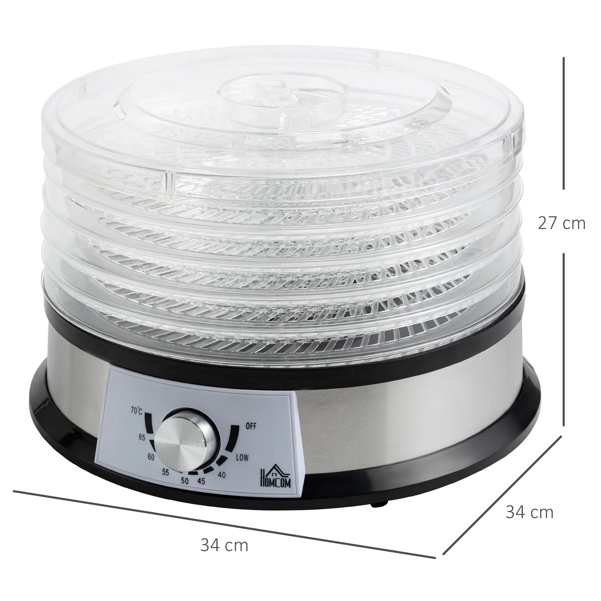 250W 5Kg Fiev Tray Food Dehydrator Silver - Image 3