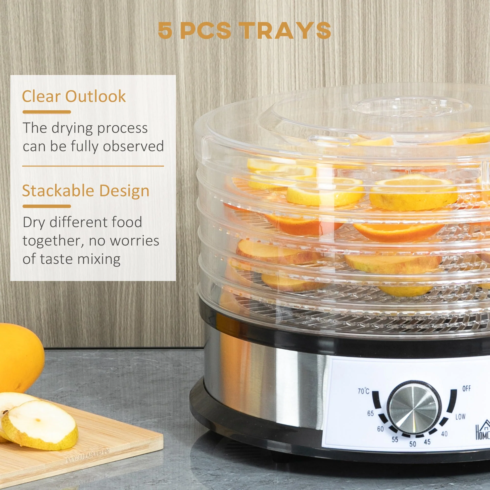 250W 5Kg Fiev Tray Food Dehydrator Silver - Image 5