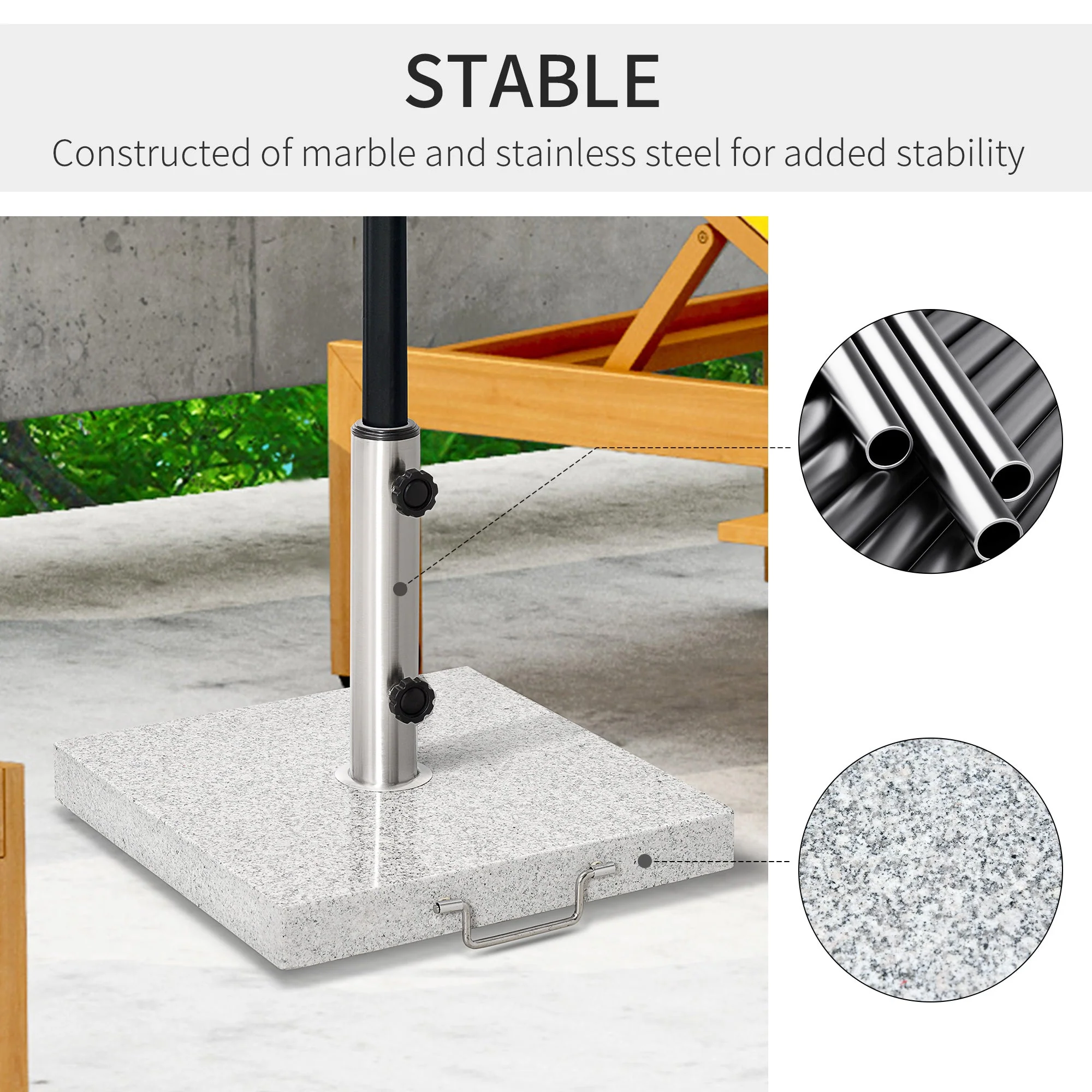 25kg Garden Umbrella Base Durable Parasol Holder Patio Furniture Outdoor Sunshade Marble Stand - Image 3