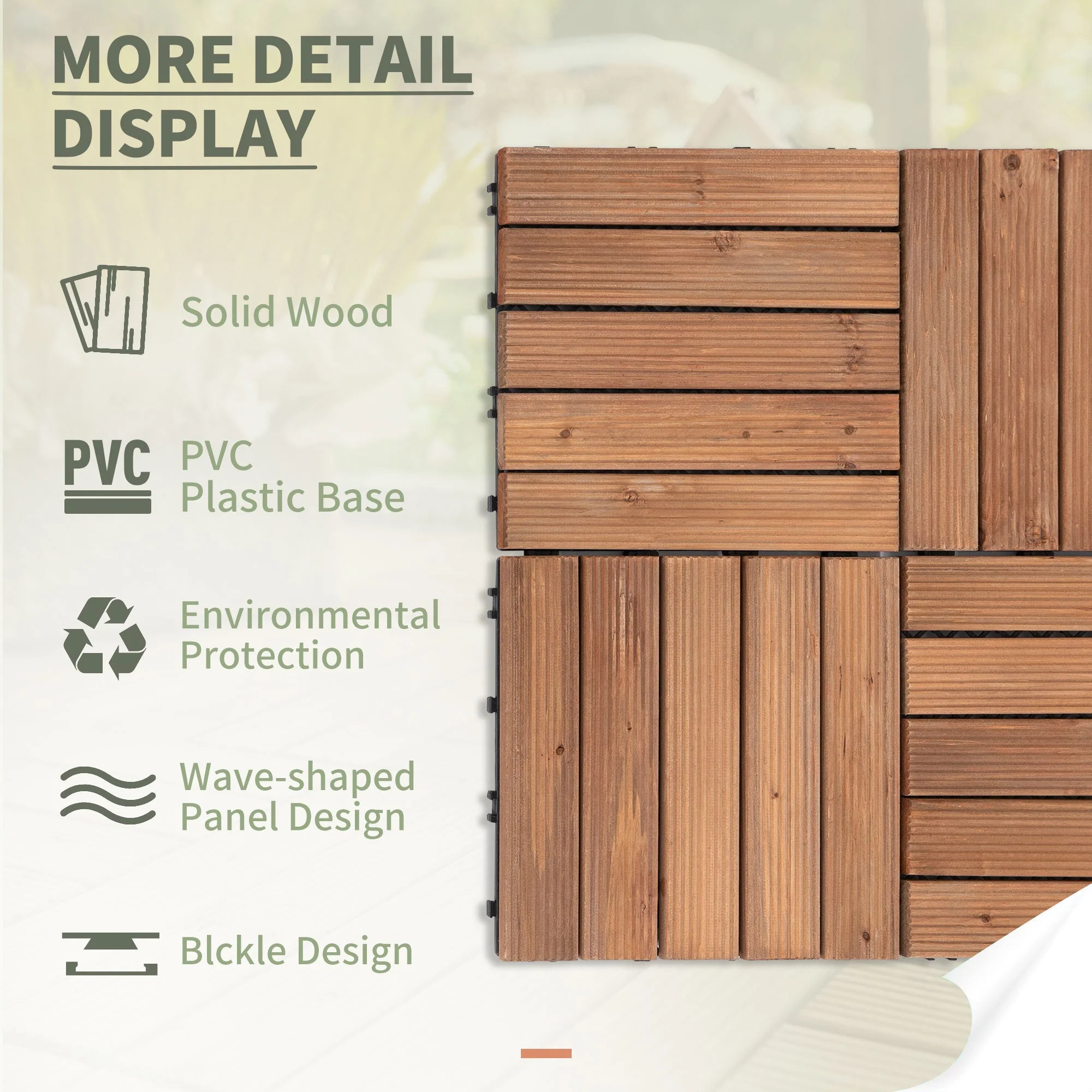 27-Piece Solid Wood Interlocking Decking Tiles For Patio - Image 4