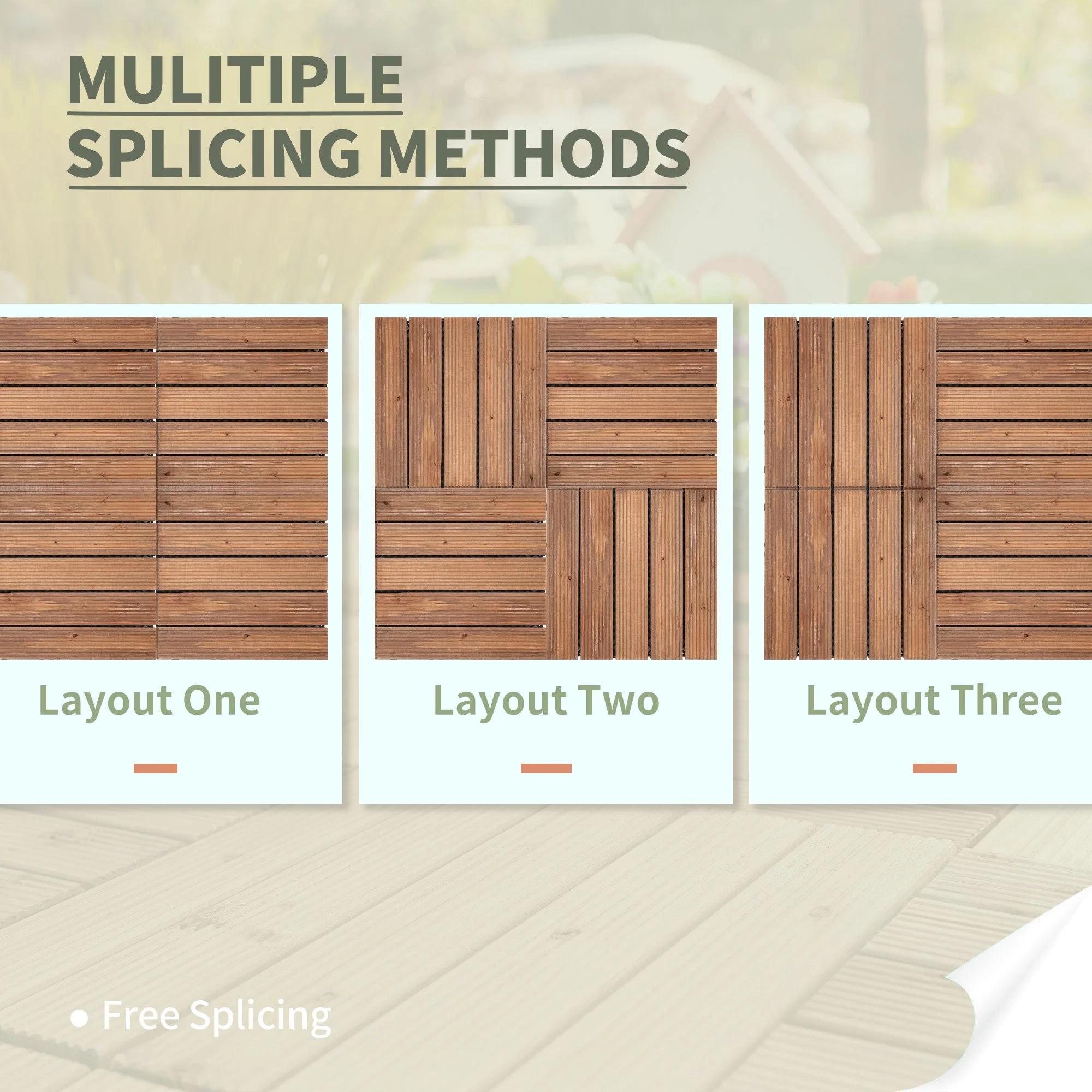 27-Piece Solid Wood Interlocking Decking Tiles For Patio - Image 5