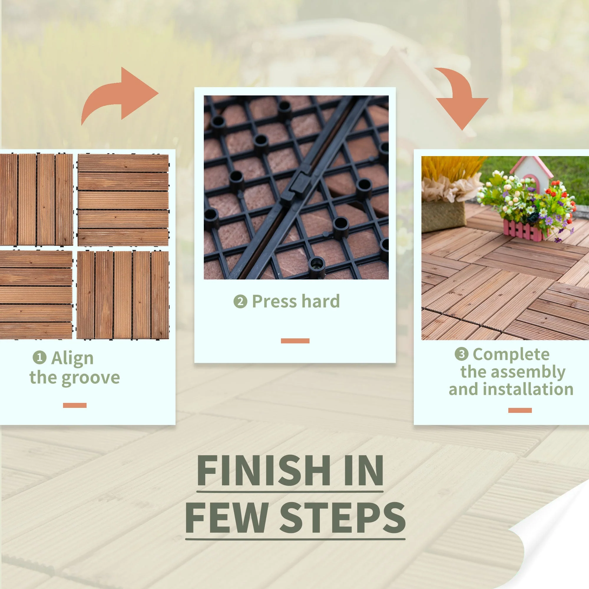 27-Piece Solid Wood Interlocking Decking Tiles For Patio - Image 6
