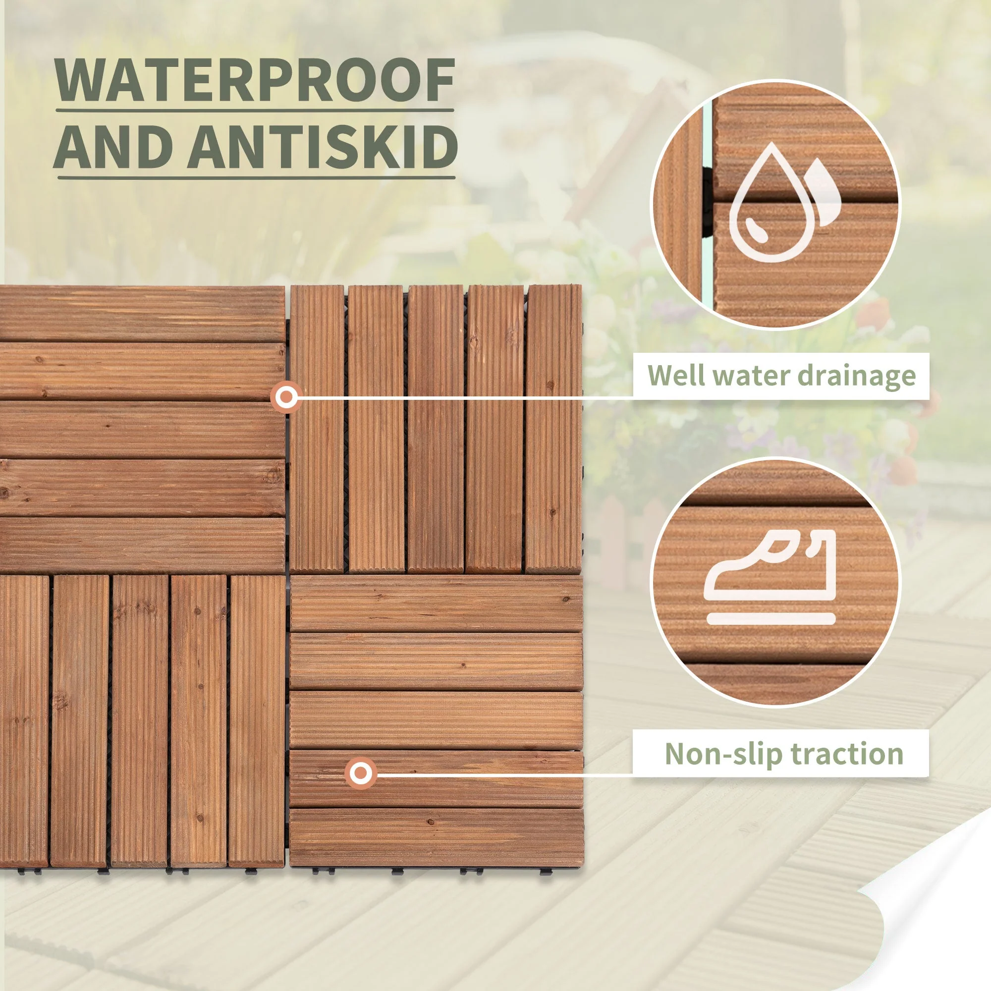 27-Piece Solid Wood Interlocking Decking Tiles For Patio - Image 7