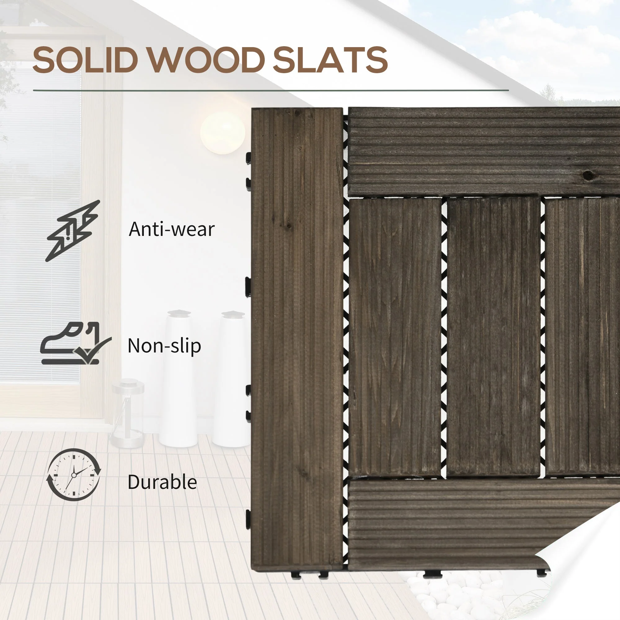 27-Piece Wooden Interlocking Decking Tiles - Image 4