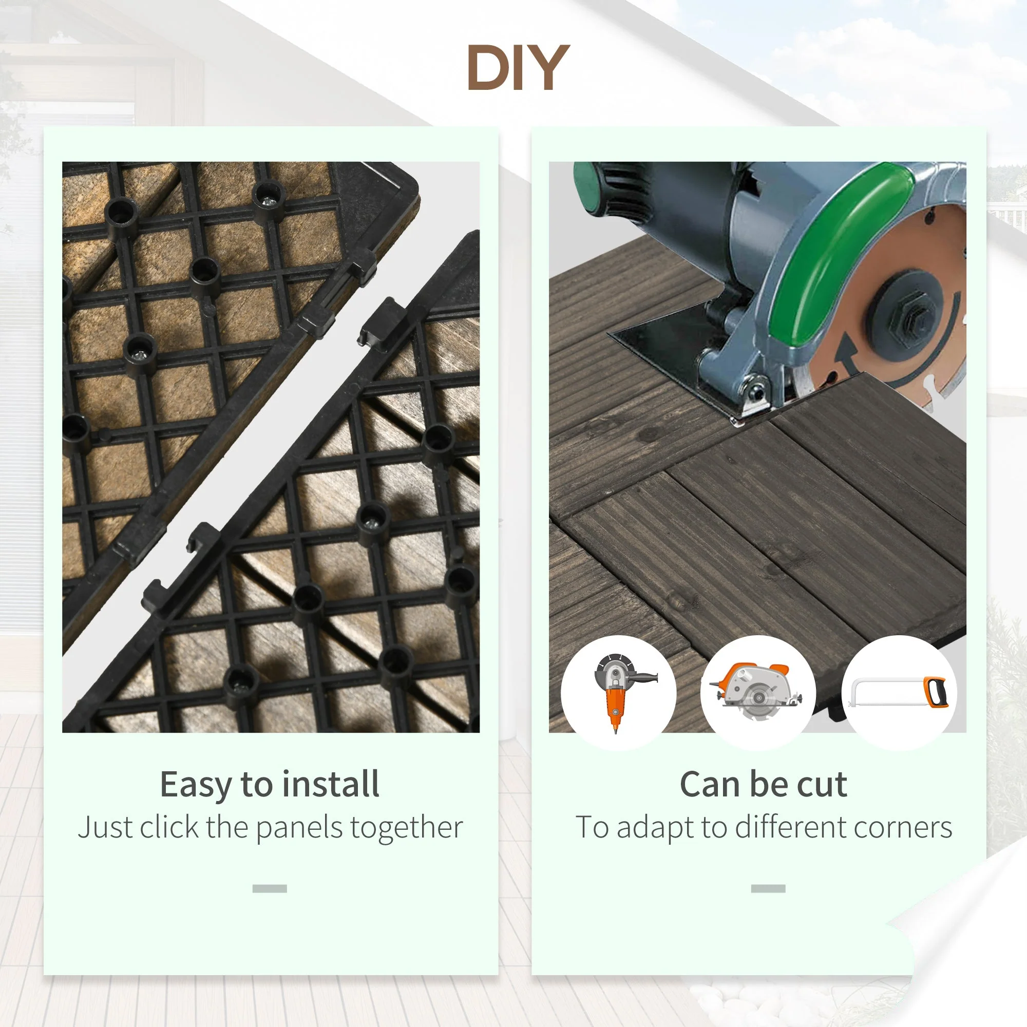 27-Piece Wooden Interlocking Decking Tiles - Image 5
