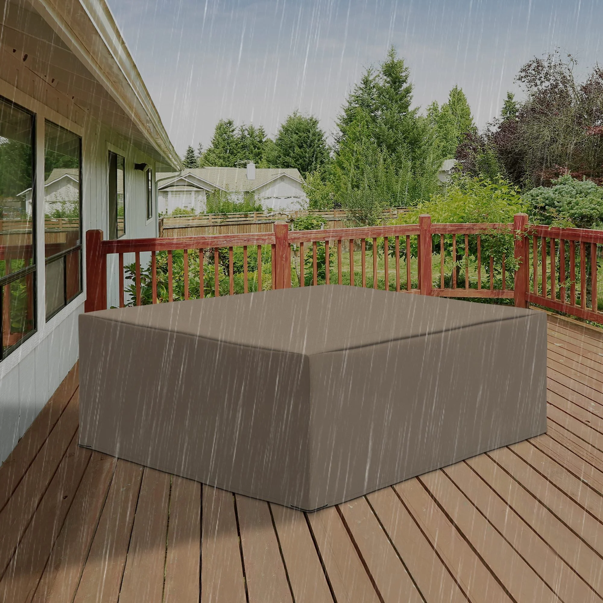 275x205cm Outdoor Garden Rattan Furniture Protective Cover Water UV Resistant Beige - Image 2