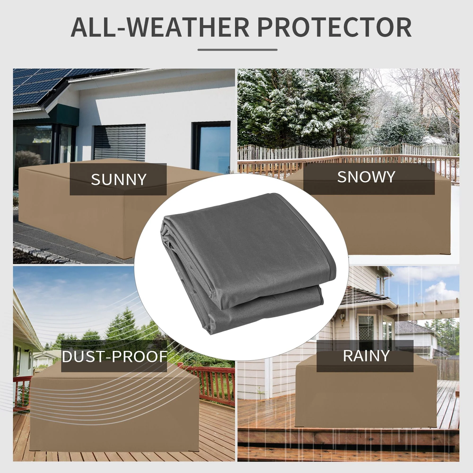 275x205cm Outdoor Garden Rattan Furniture Protective Cover Water UV Resistant Beige - Image 6
